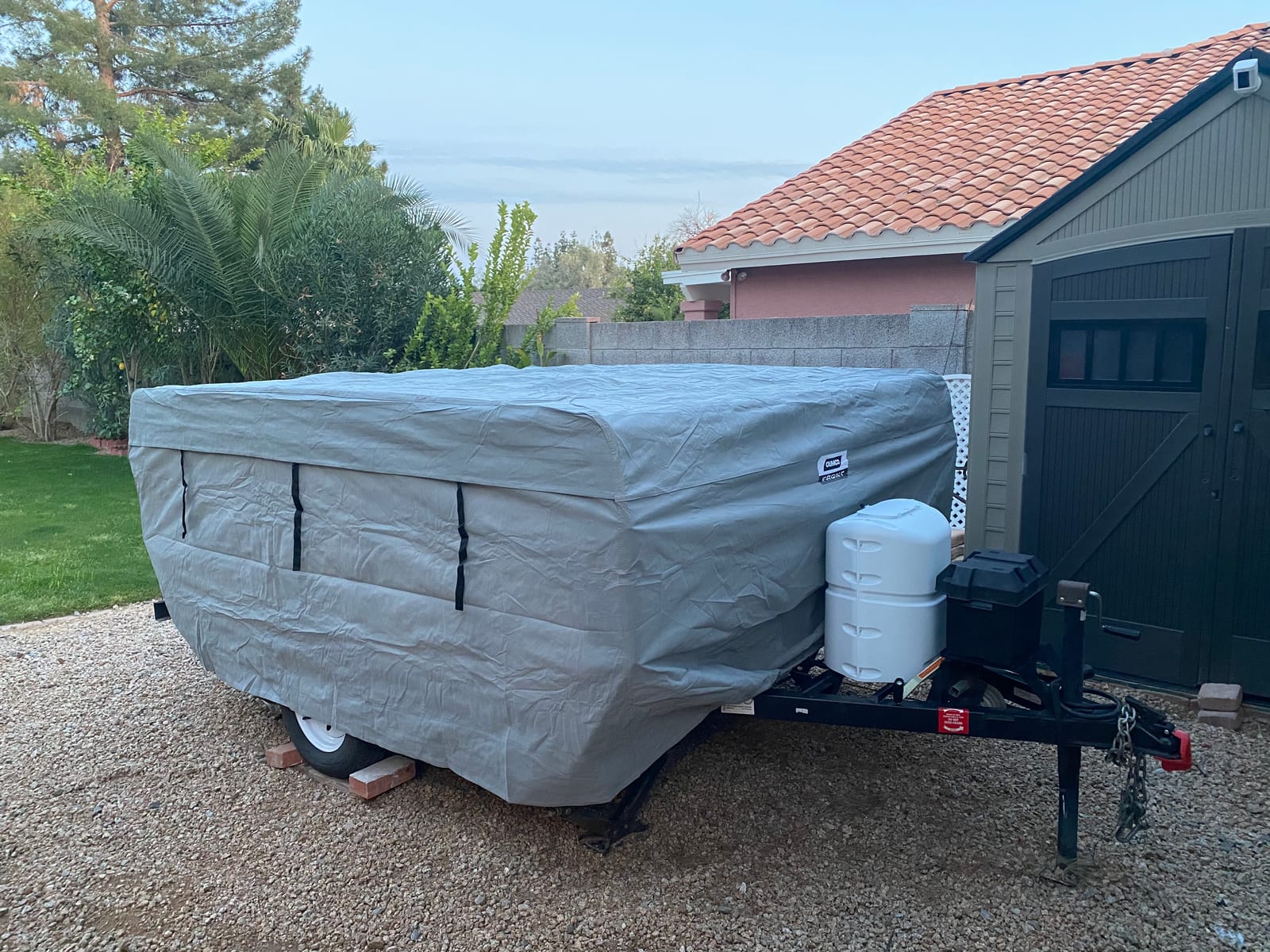 Camco ULTRAGuard 16-18-Ft Pop-Up Camper/RV Cover - Features Covered Air Vents & Cinching Straps - Crafted of Spunbond Polypropylene - Includes Storage Bag for RV Storage and Organization (45765) customer photo 2