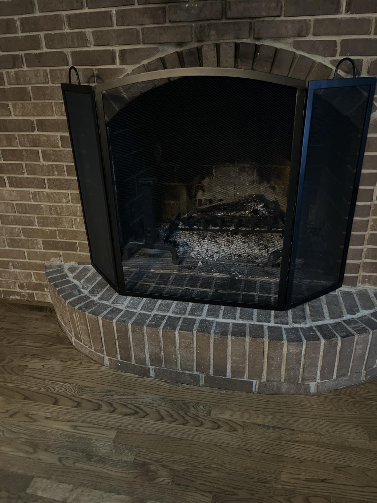 UniFlame, Large 3-Fold Black Wrought Iron Fireplace Screen with Arch Top customer photo 2