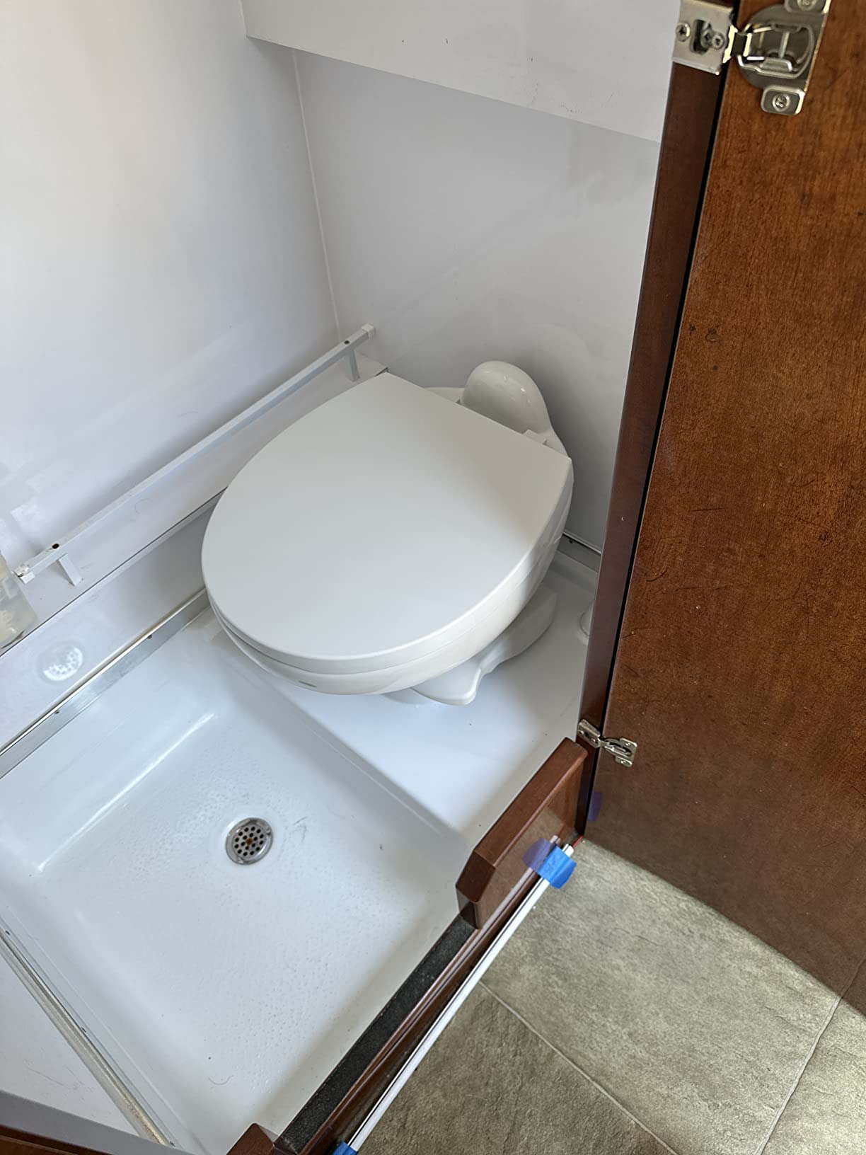 Aqua Magic Style II RV Toilet / Low Profile / White - Thetford 42059 | Full china bowl and a polymer body, dual action foot flush, full-size residential seat, floor mounted customer photo 2
