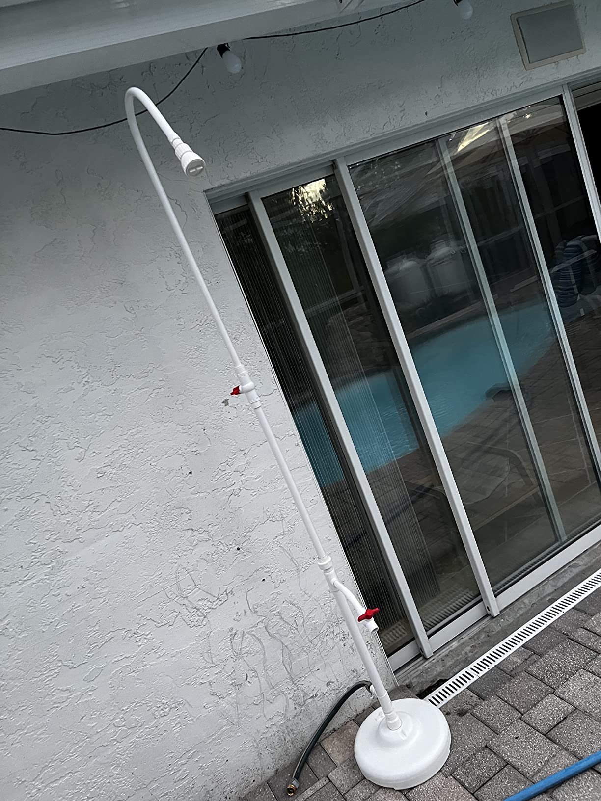 SWIMLINE | Poolside Shower with Adjustable Pressurized Shower Head | Rinse chlorine, sunscreen, and grass off before and after swimming; pressurized head adjusts; no plumbing to install customer photo 1