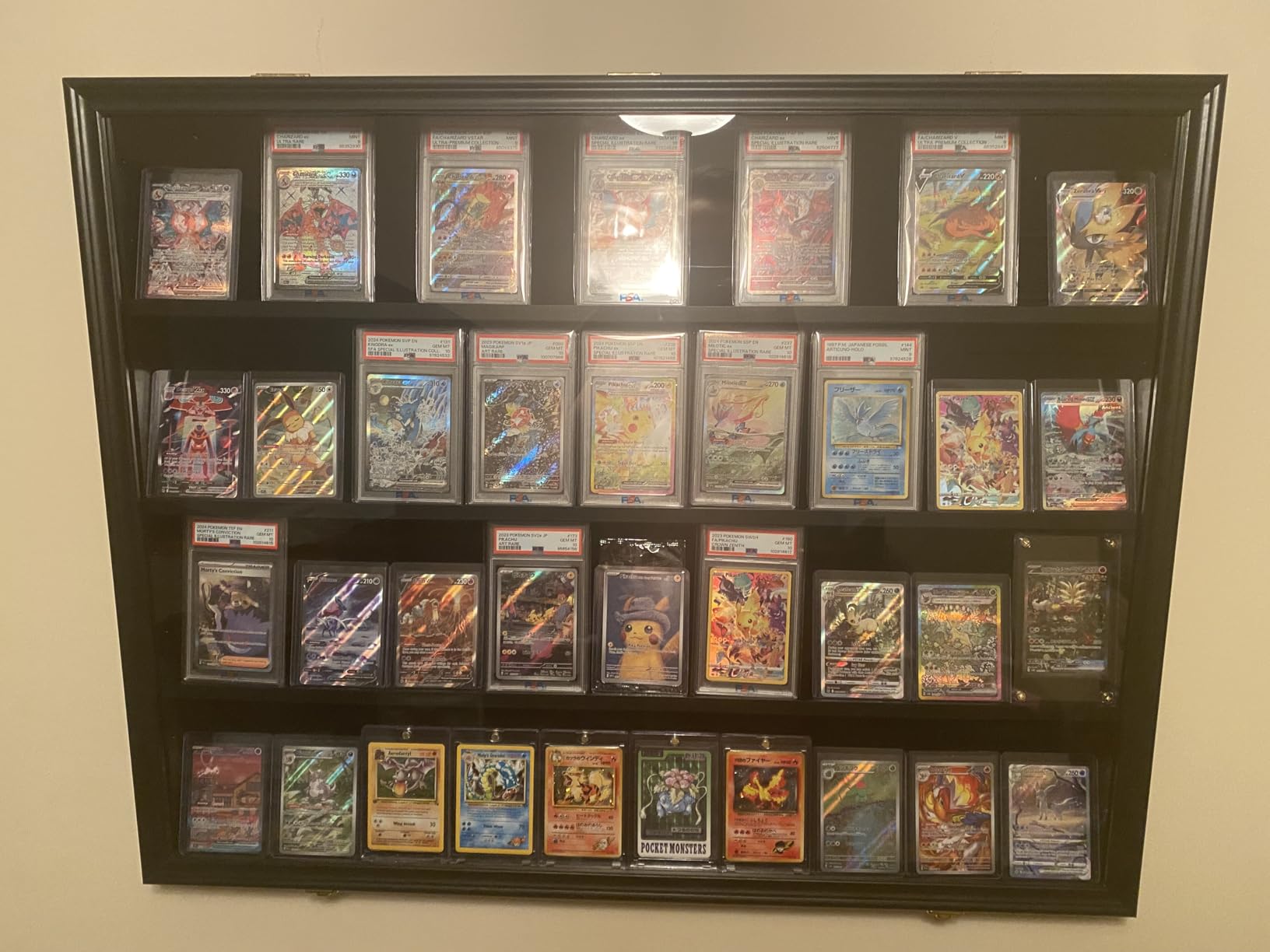 98% UV Protection Pro-Collector's Graded Sports Card Display Case for Football Baseball Basketball Hockey Comic Trading Cards, Lockable Door Horizontal (Black Finish) customer photo 1
