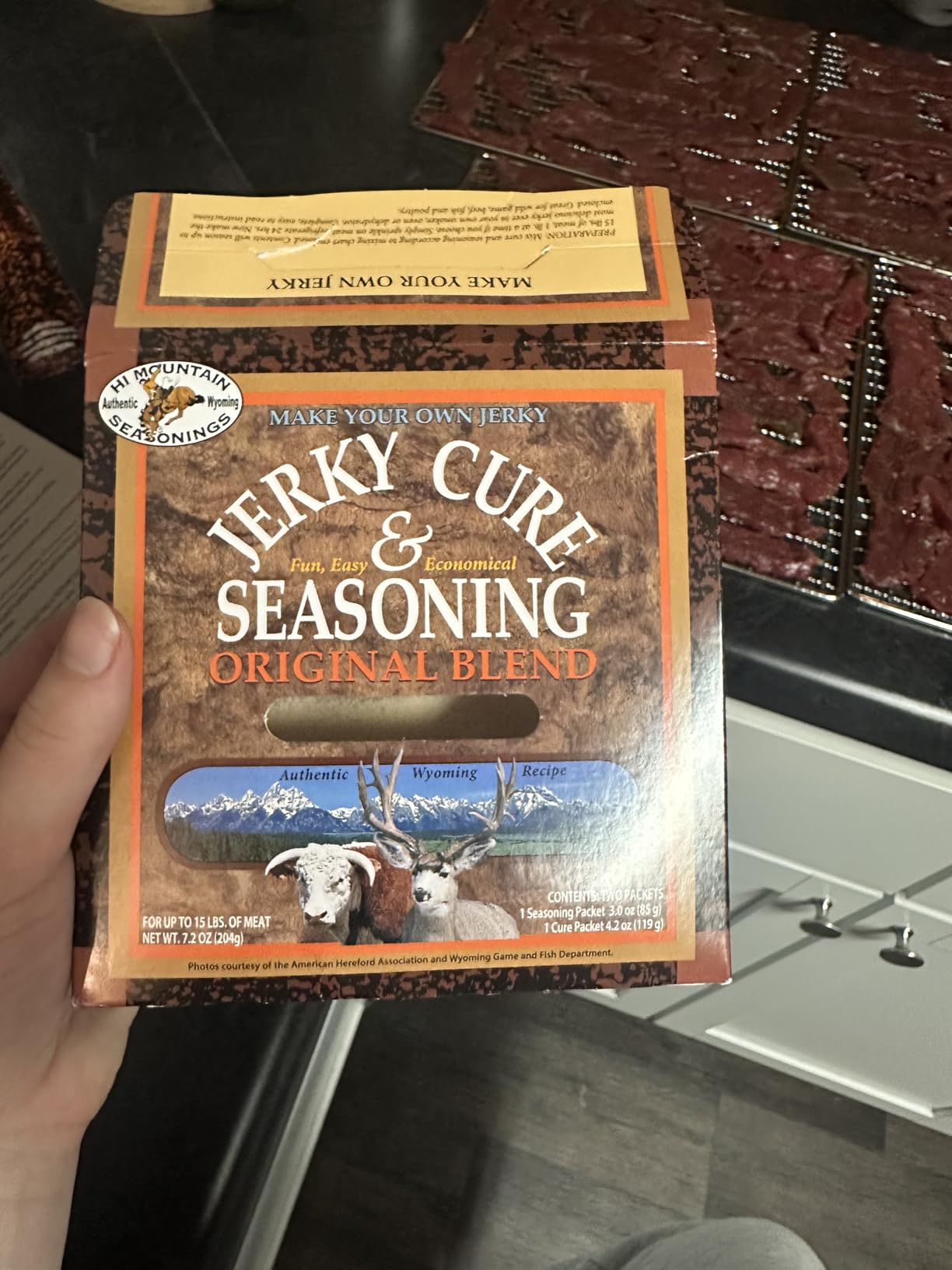 Hi Mountain ORIGINAL BLEND Beef Jerky Seasoning and Cure Kit | Classic savory flavor, Perfect for beef and wild game, Makes up to 15 lb, Works with smoker, dehydrator or oven customer photo 1