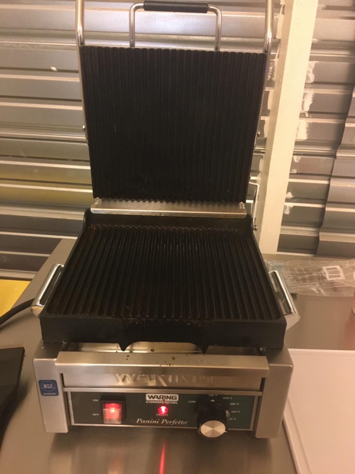 Waring Commercial Panini Press, Ribbed Cast Iron Plates, 9.75