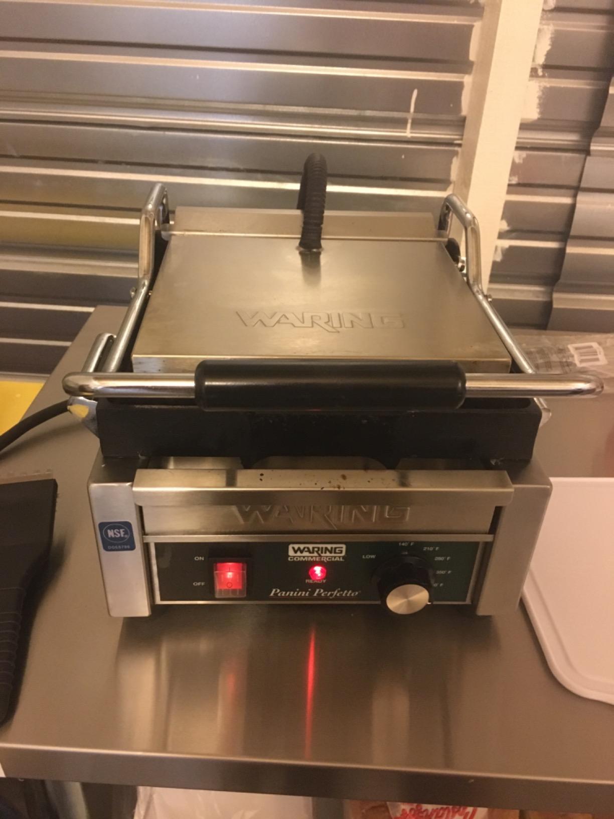 Waring Commercial Panini Press, Ribbed Cast Iron Plates, 9.75