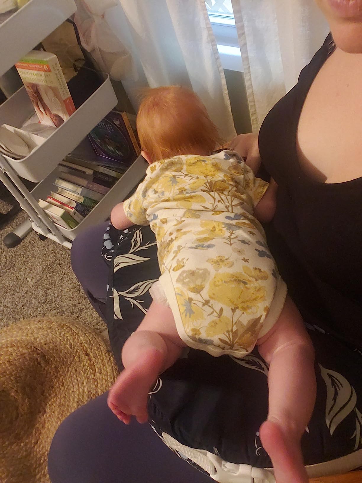 My Brest Friend Original Nursing Pillow - Enhanced Ergonomics, Essential Breastfeeding Pillow Support for Mom & Baby, with Convenient Side Pocket, Double Straps & Slipcover, Navy Bluebells customer photo 2