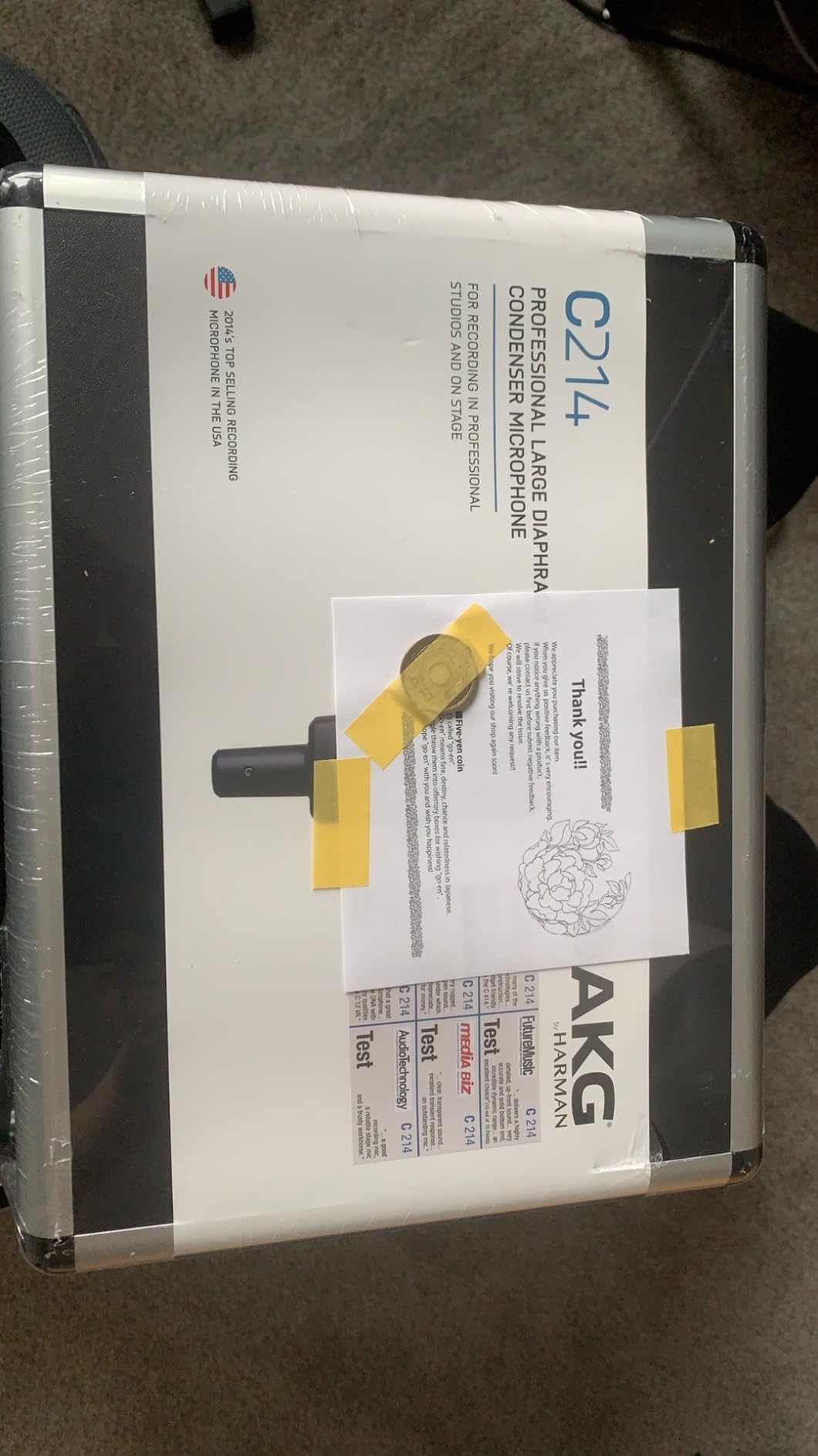 AKG Pro Audio C214 Studio Grade Professional Large Diaphragm, Single Capsule, Vocal and Instrument Condenser Microphone with Rugged Aluminum Carrying Case. XLR Connector. Gray with Gold customer photo 2