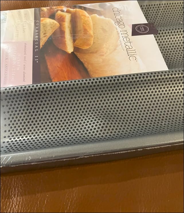 Chicago Metallic Commercial II Non-Stick Perforated Baguette Pan. Creates a crisp, golden-brown crust, 16 L x 9 W x 1.5 H customer photo 2