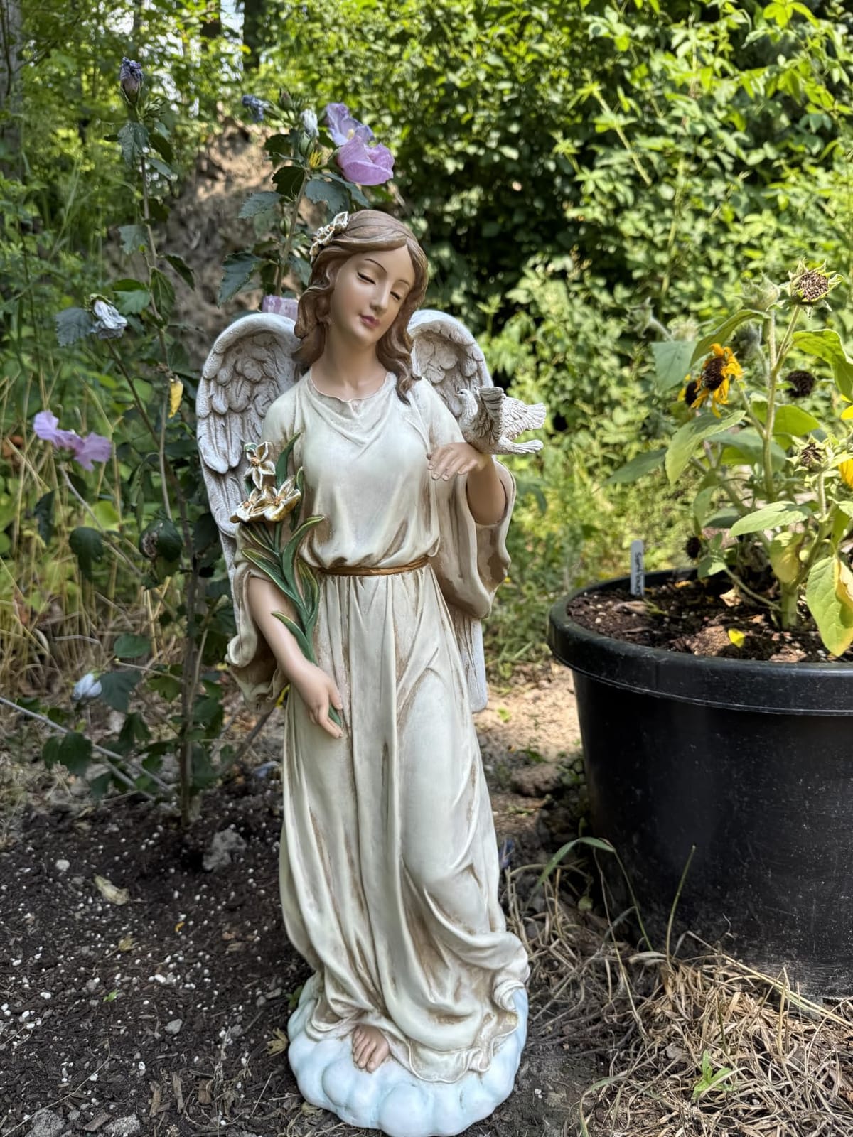 Joseph's Studio Angel with Dove Garden Statue - 24.5