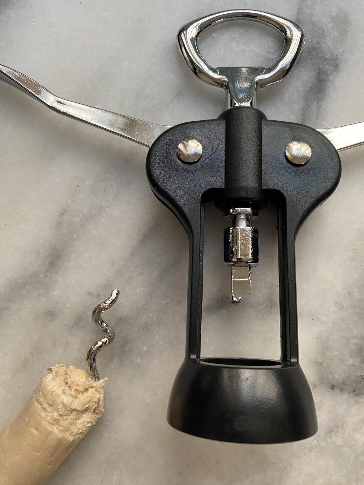 Chef Craft Select Waiters Corkscrew with Foil Cutter and Bottle Opener, 5 inches in Length, Stainless Steel/Black customer photo 2