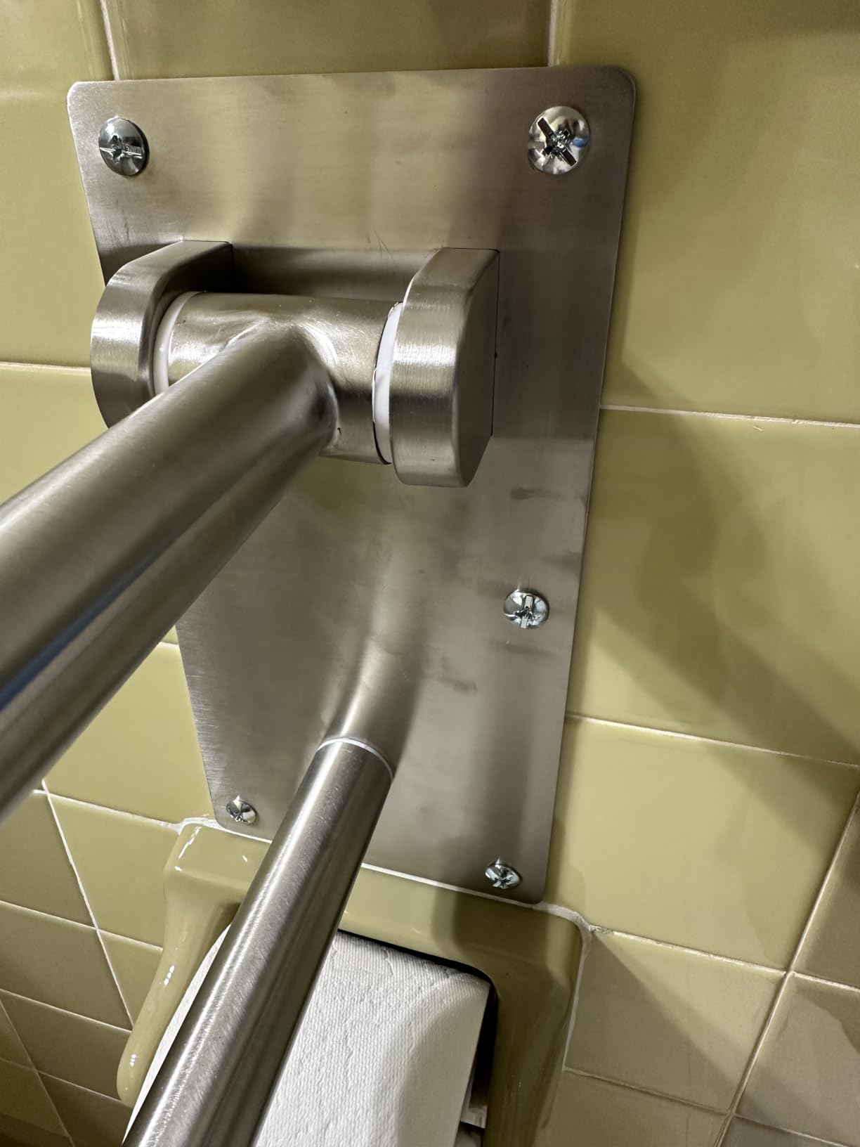 Moen Home Care Bathroom Safety 30 Inch Stainless Steel Flip Up Bathroom Handicap Grab Bar with Toilet Paper Holder, Elderly Assistance Product, R8962FD customer photo 2
