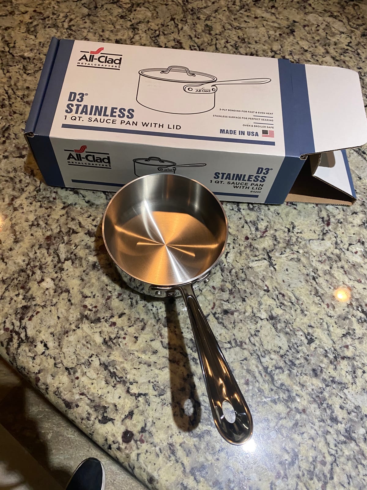 All-Clad D3 Stainless Steel 4 Qt Saucepan with Lid, Made in the USA customer photo 1