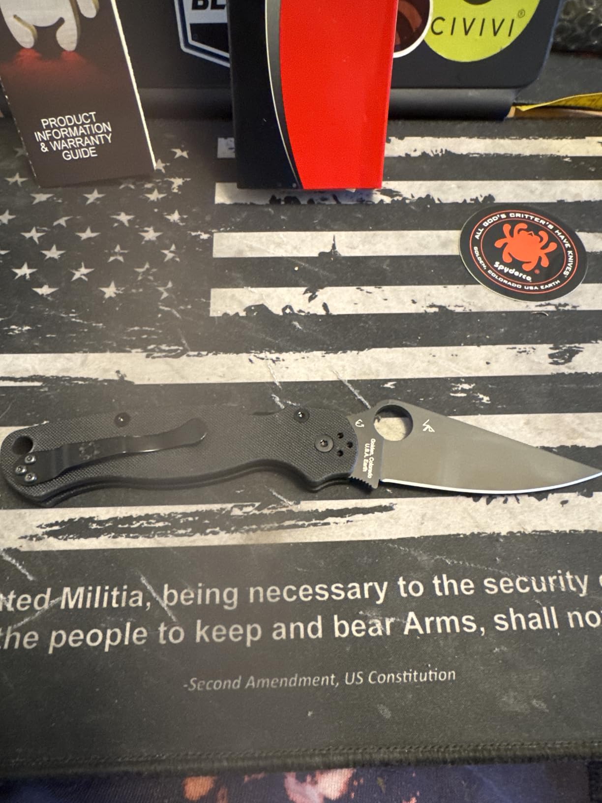 Spyderco Para Military 2 Folding Pocket Knife, PlainEdge, 3.45