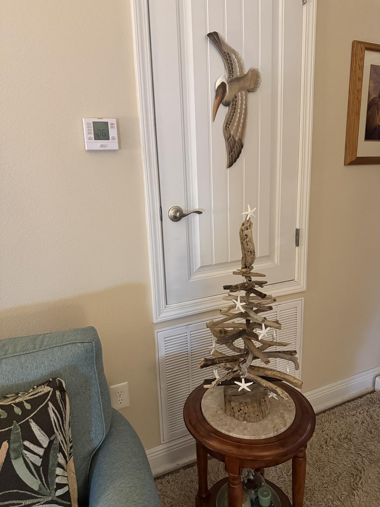 T.I. Design Hand-carved Wood Flying Pelican | Coastal Nautical Beach Wall Decor Natural Wood Finish customer photo 1
