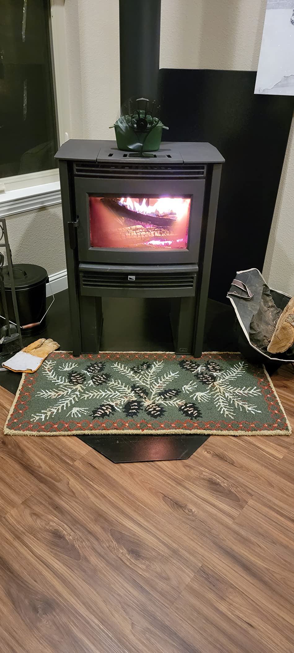 Plow & Hearth 2'x4' Hooked Pine Cone Fireproof Hearth Rug | 100% Wool Fireplace Mat | Protect Home Décor Hardwood Floor and Carpet from Sparks and Embers Wood Stove customer photo 1