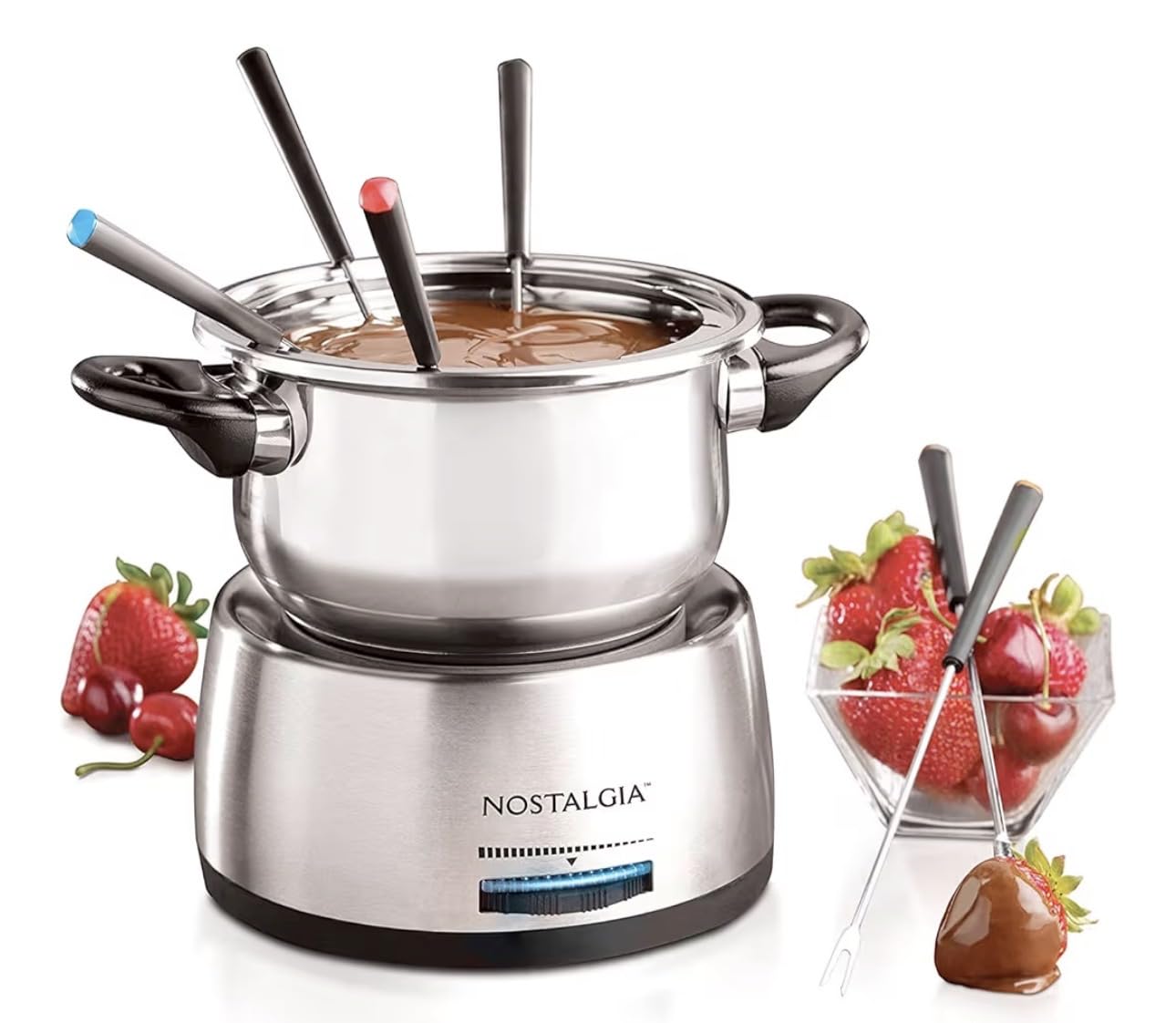 Nostalgia FPS200 6-Cup Stainless Steel Electric Fondue Pot with Temperature Control, 6 Color-Coded Forks and Removable Pot - Perfect for Chocolate, Caramel, Cheese, Sauces and More customer photo 1
