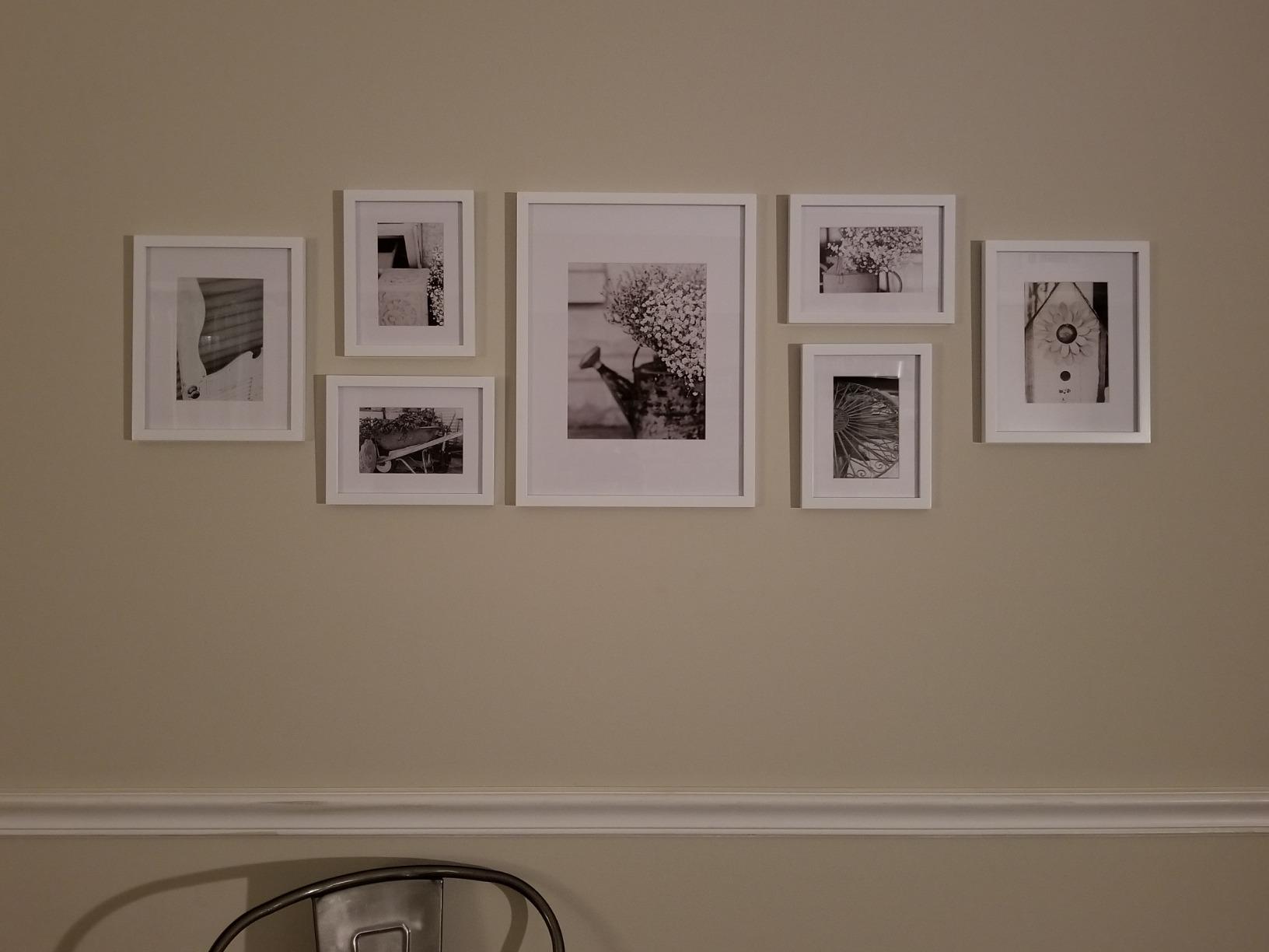 Gallery Perfect Multi-Size Picture Frame Set 7 Pack, Black Gallery Wall Frames with Hanging Hardware, Clear Glass - One 12x16, Two 8x10, Four 6x8 customer photo 1