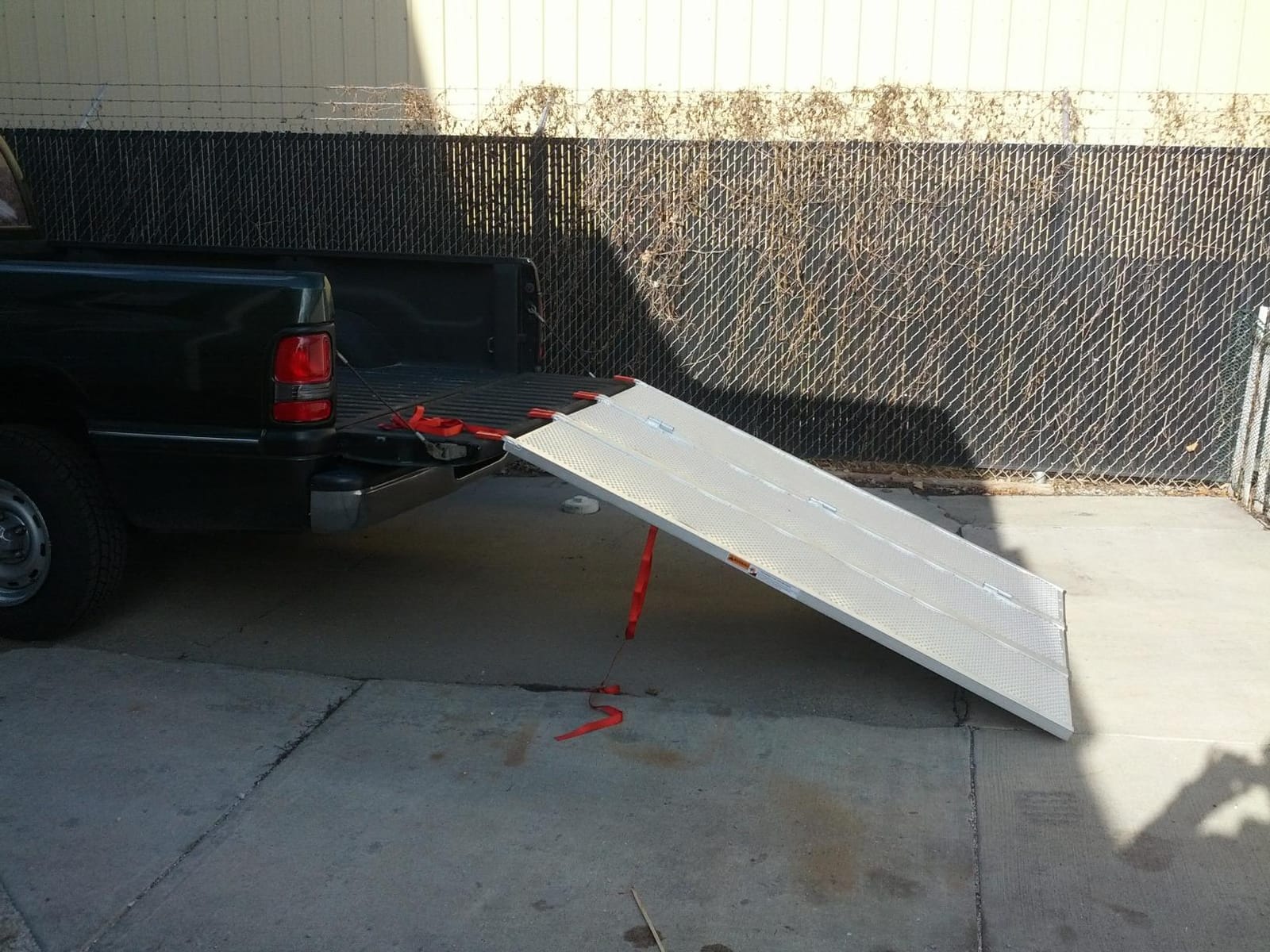 Black Widow 6ft 5in Aluminum Folding ATV Loading Ramp, 1500 lb Capacity | Load four-wheelers into trailer, folds into thirds for storage, safety straps included customer photo 1