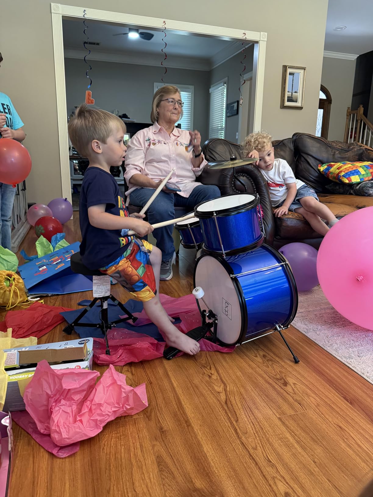 Best Choice Products 3-Piece Beginner Drum Set for Kids Juniors, w/Throne Stool, Cymbal, Drum Sticks, Bass Drum Pedal, 2 Toms - Blue customer photo 1
