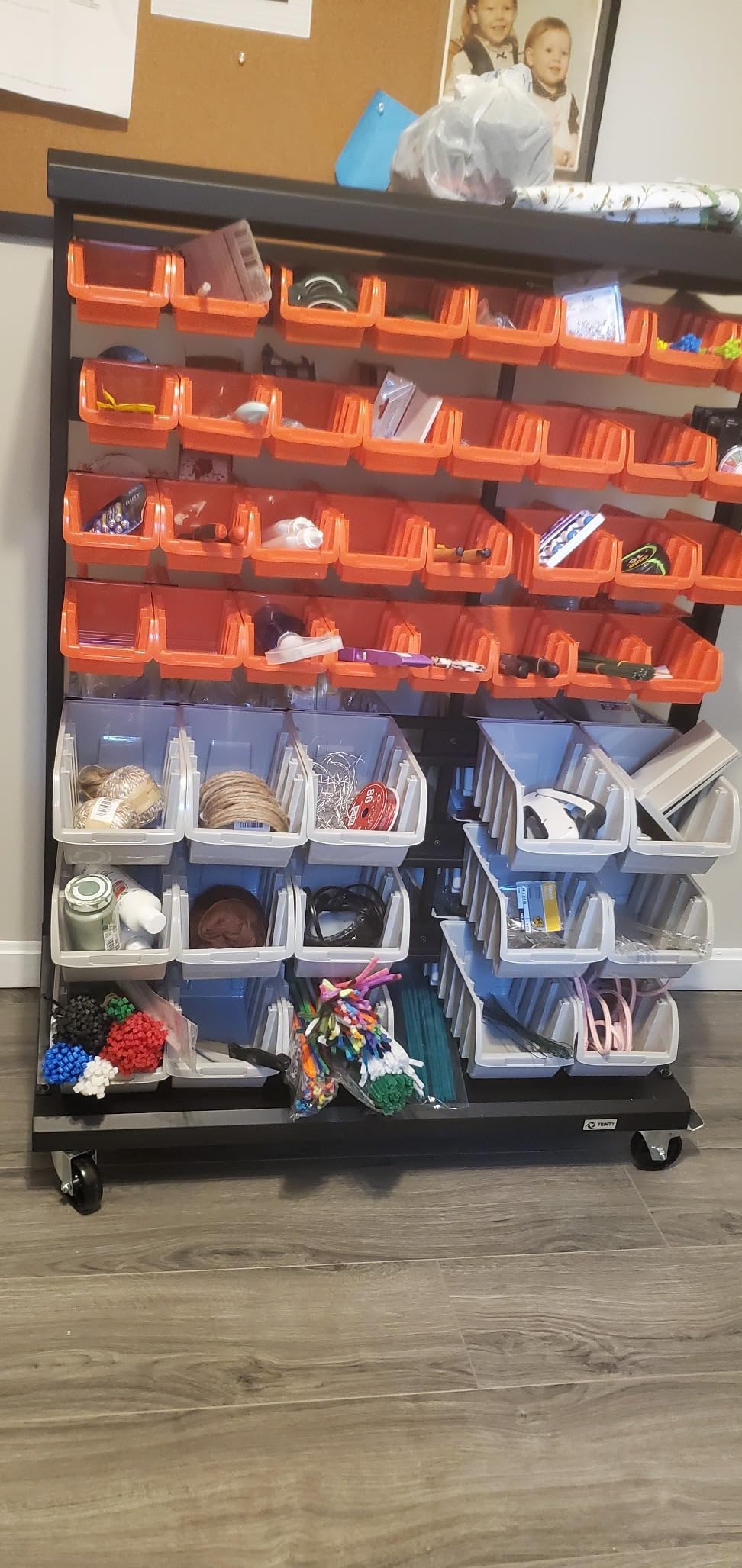 TRINITY Rolling Storage Bin Rack & Parts Organizer, 7-Tier Dual-Sided Bin Cart Shelving for Shop Storage customer photo 2