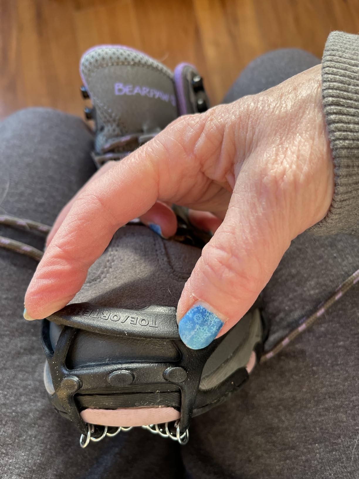 Yaktrax Walk Traction Cleats - 360-Degree Grip on Snow, Ice, & Multi-terrain Surfaces - Elastic Outer Band w/ Easy-On/Off Heel Tab & 1.2mm Zinc-coated Steel Coils - Abrasion & Rust Resistant - Unisex customer photo 1