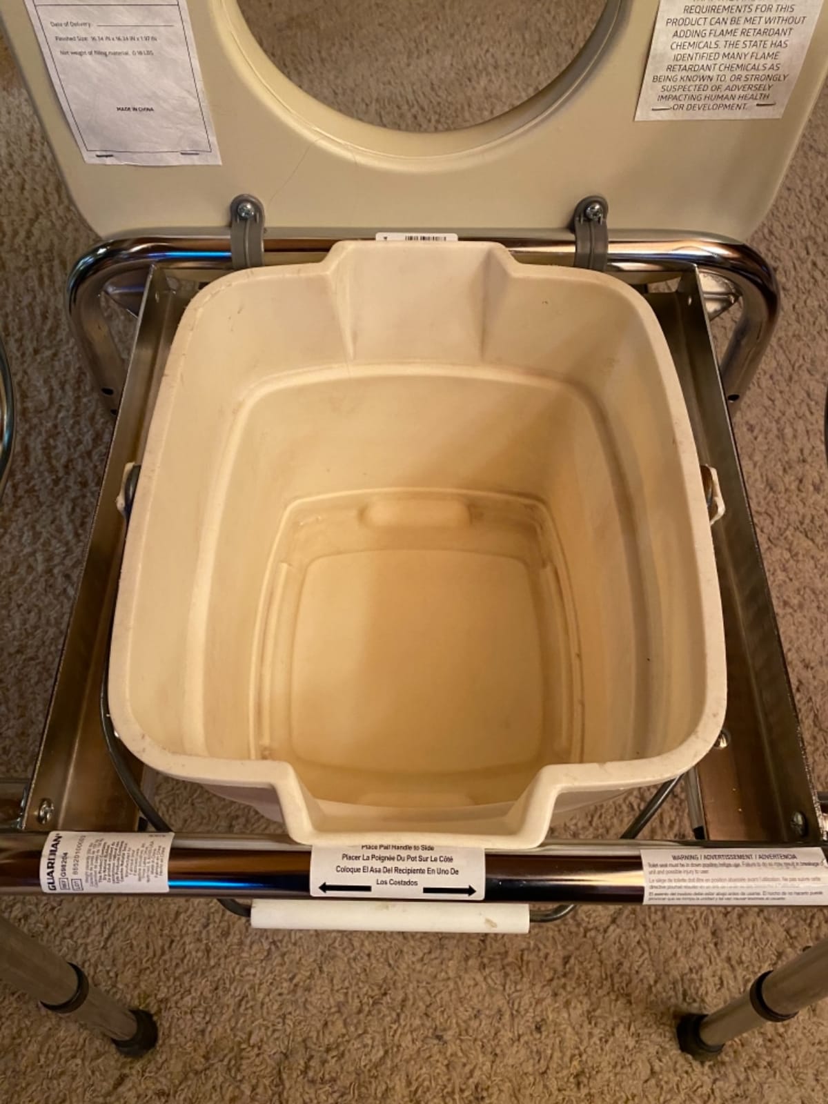 Medline Drop Arm Commode with Padded Seat and Backrest, Durable Toilet Chair for Adults and Seniors, Removable Pail, Splash Guard, Drop Down Arms for Easy Transfer, 350 lb. Weight Capacity, Tan customer photo 1