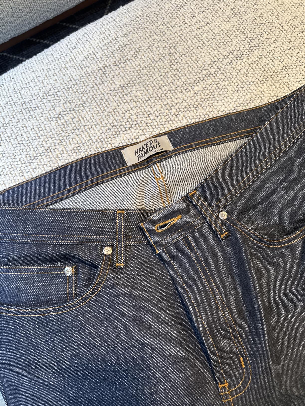 Naked & Famous Denim Men's Weird Guy Low-Rise Jean in Dirty Fade Selvedge customer photo 1