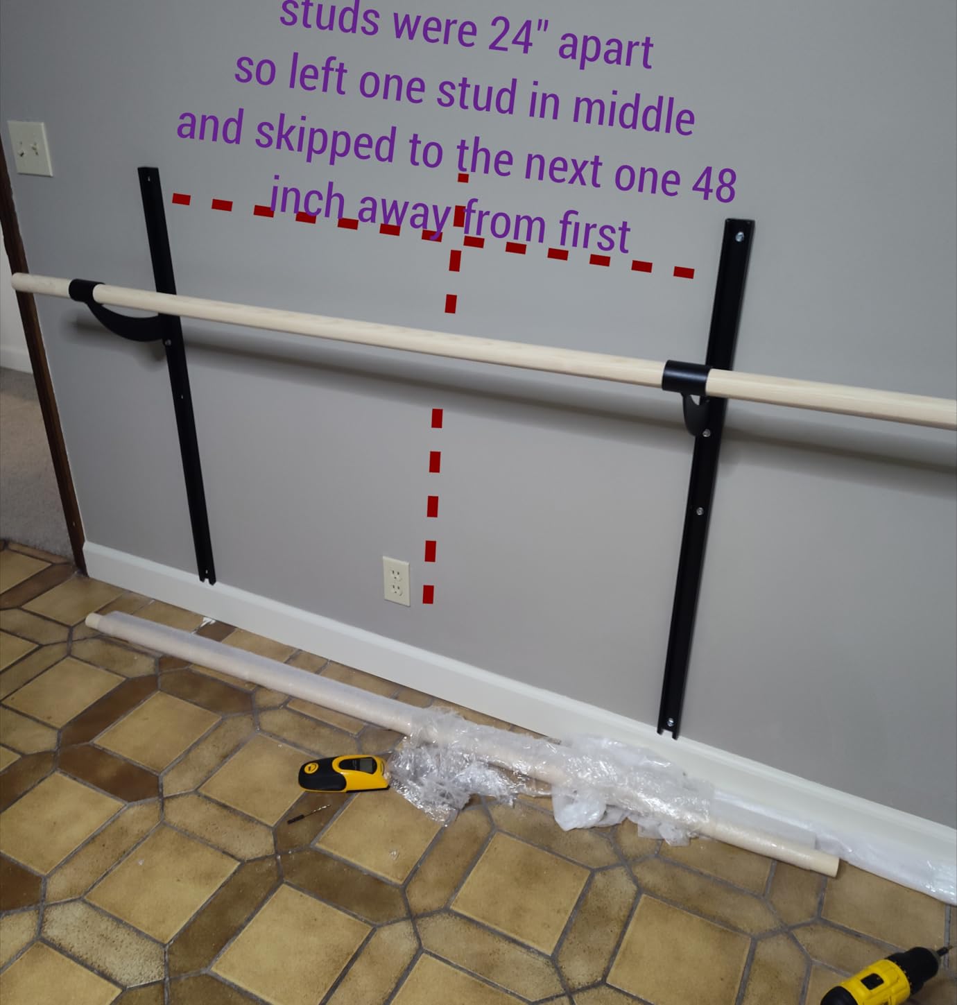 VITA Barre Wall-Mounted Ballet Barre, Wood | Adjustable Height, Made in USA, Home, Studio or Gym Exercise Equipment for Kids & Adults | Dance, Fitness, Pilates customer photo 1
