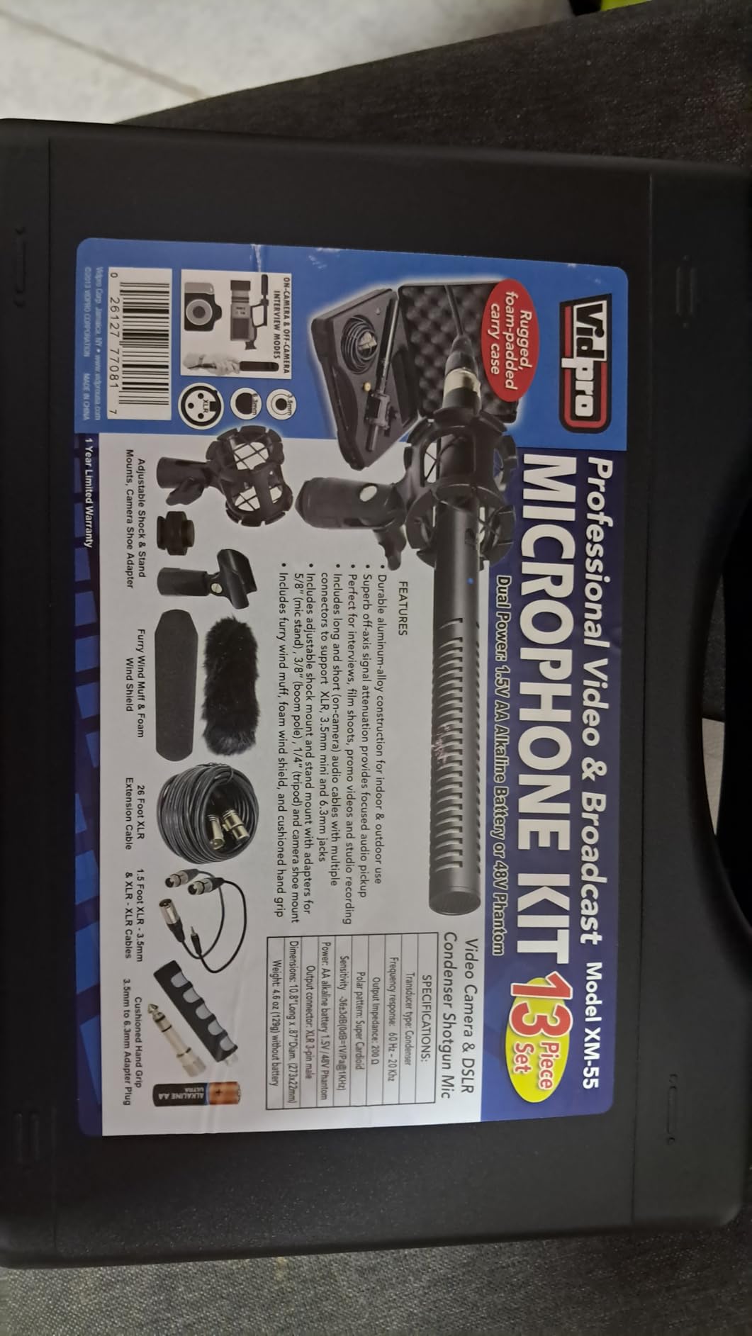 VidPro XM-55 13-Piece Professional Video & Broadcast Unidirectional Condenser Shotgun Microphone Kit - Complete Set Includes 2 Mounts Adapters Cables and More Perfect for Indoor and Outdoor Recording customer photo 2