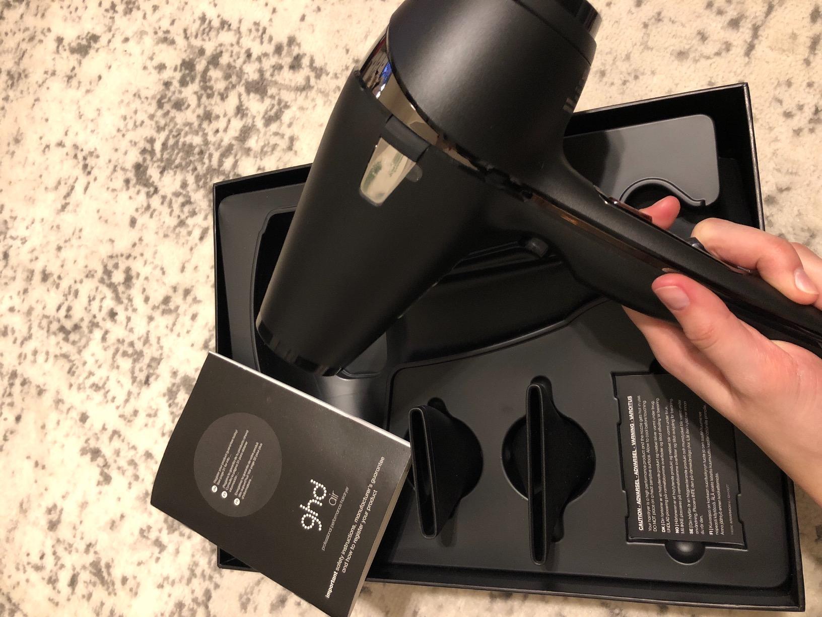 ghd Air Professional Hair Dryer, Black | Salon-strength motor, Concentrator nozzle, Adjustable temperature settings, Ionic technology, Super-fast drying customer photo 2