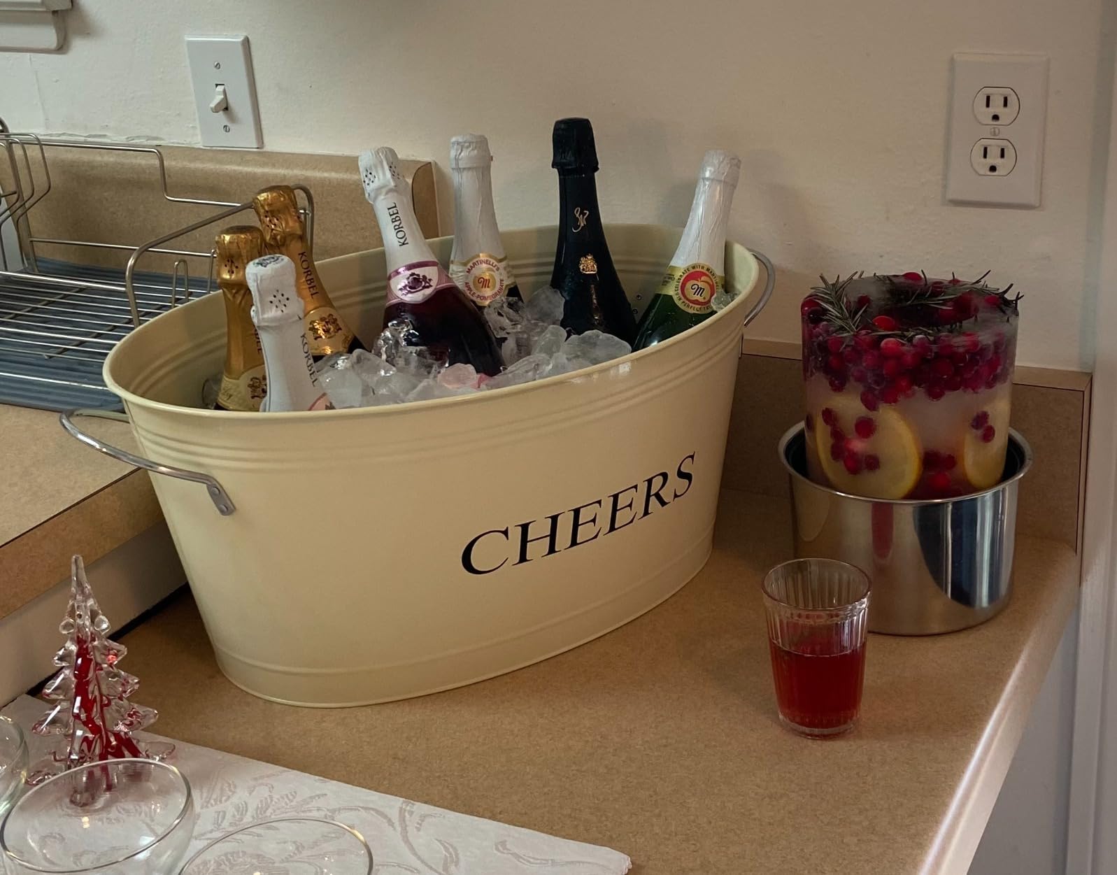 Twine Cheers Beverage Tub, Galvanized Tubs for Entertaining, Drink Buckets for Parties, Large Ice Tub and Gift Basket, Beer Buckets, Cream, 6.3 Gallons customer photo 2