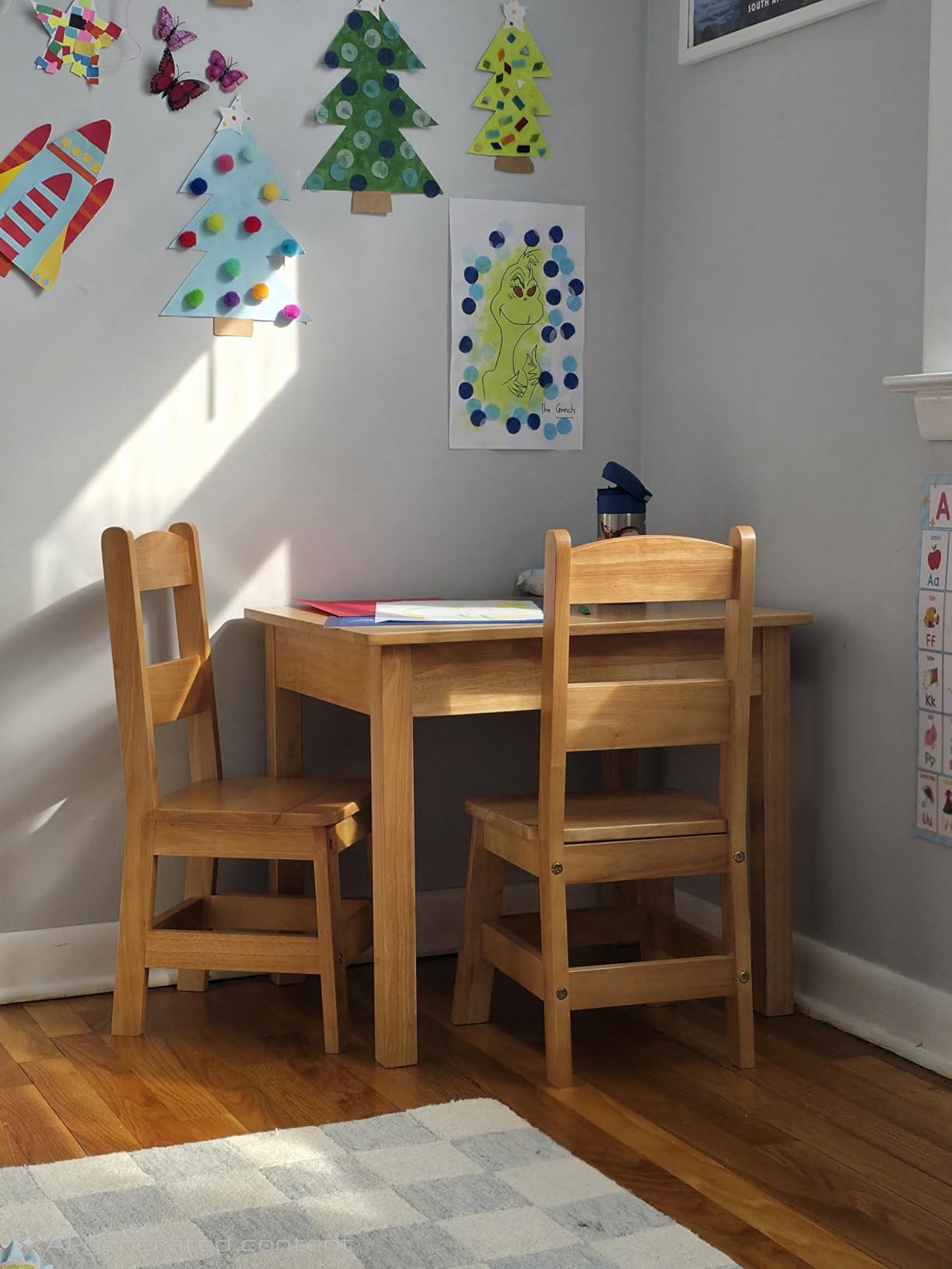 Melissa & Doug Solid Wood Kids Table and Chairs (2), Premium Quality Wooden Toddler Table and Chair Set, Ages 3+ customer photo 1