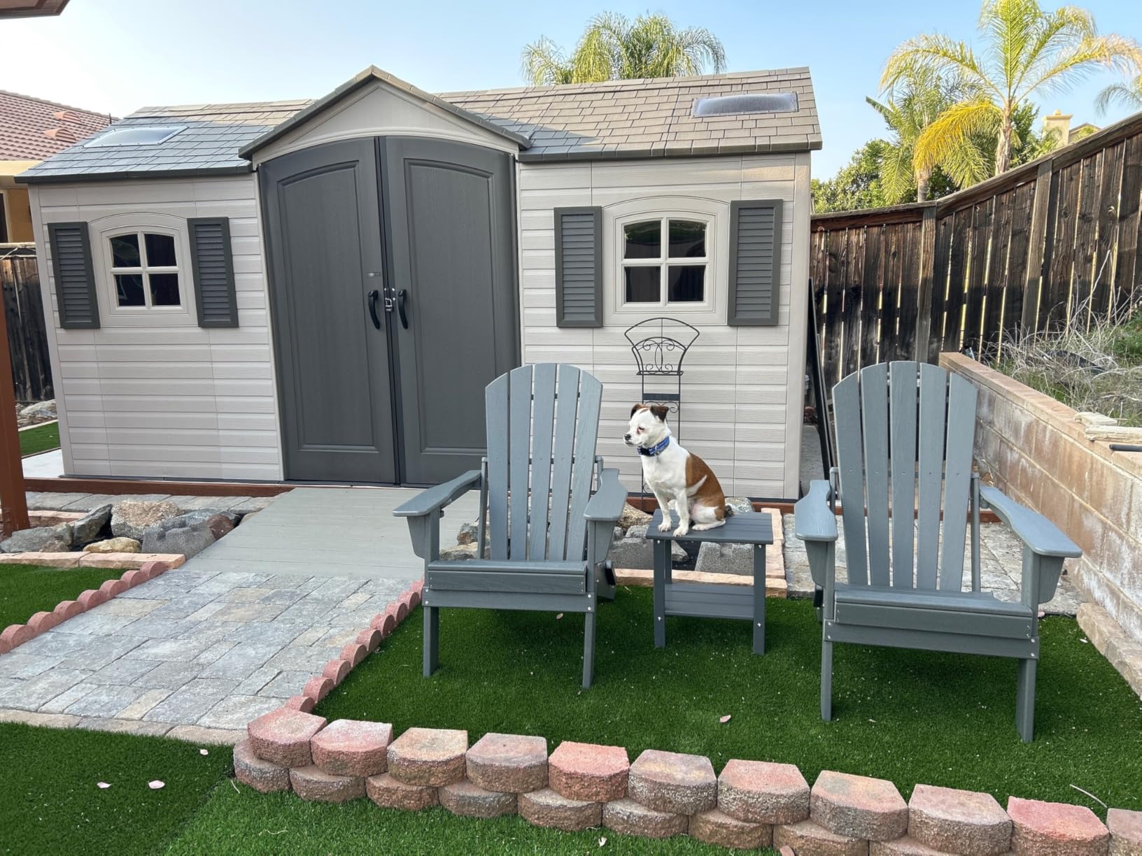 Lifetime 15x8 Ft. Dual-Entry Outdoor Storage Shed, Steel-Reinforced, UV-Protected, Weather-Resistant Backyard Garden Shed with Skylights, Windows & Shelving, Desert Sand customer photo 1