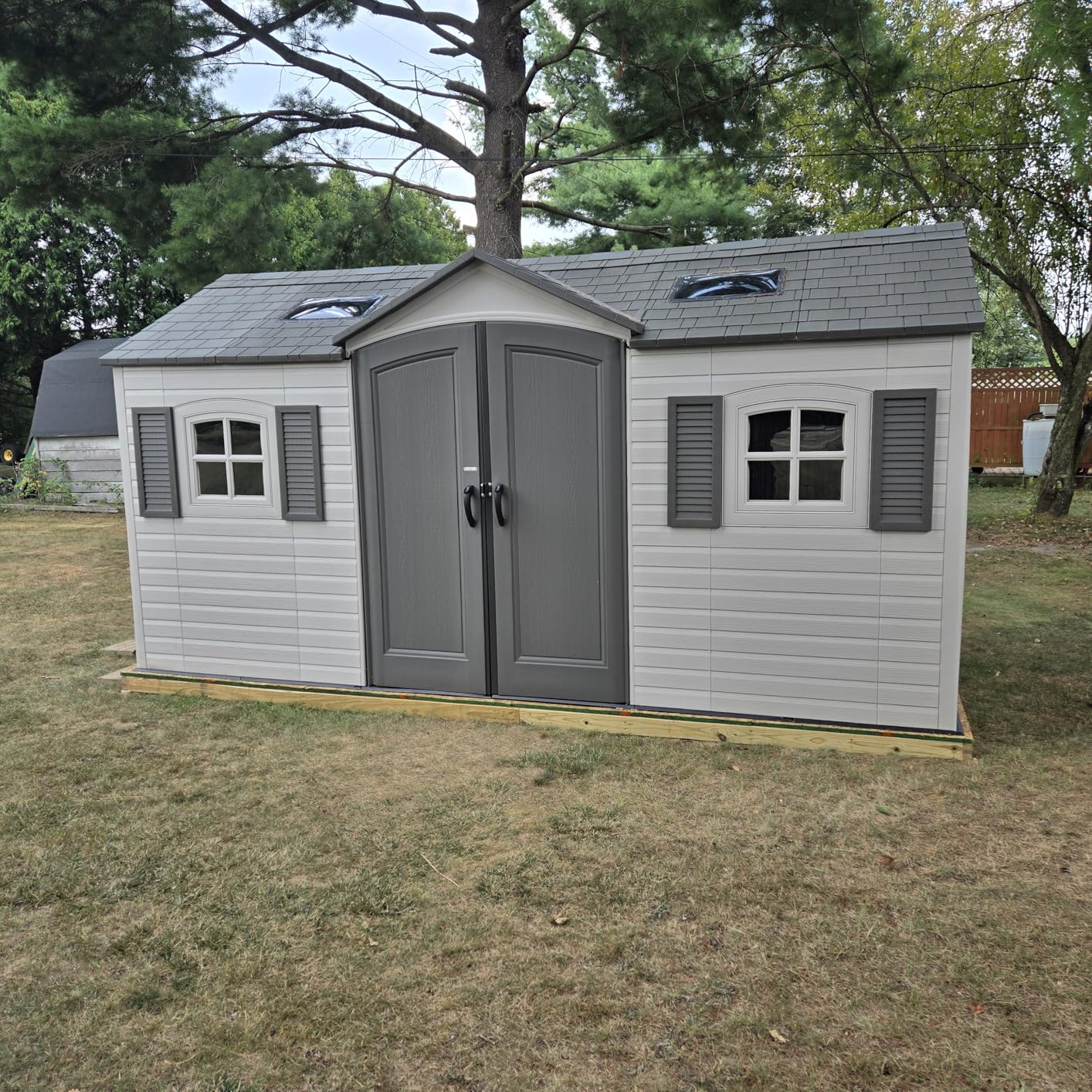 Lifetime 15x8 Ft. Dual-Entry Outdoor Storage Shed, Steel-Reinforced, UV-Protected, Weather-Resistant Backyard Garden Shed with Skylights, Windows & Shelving, Desert Sand customer photo 2