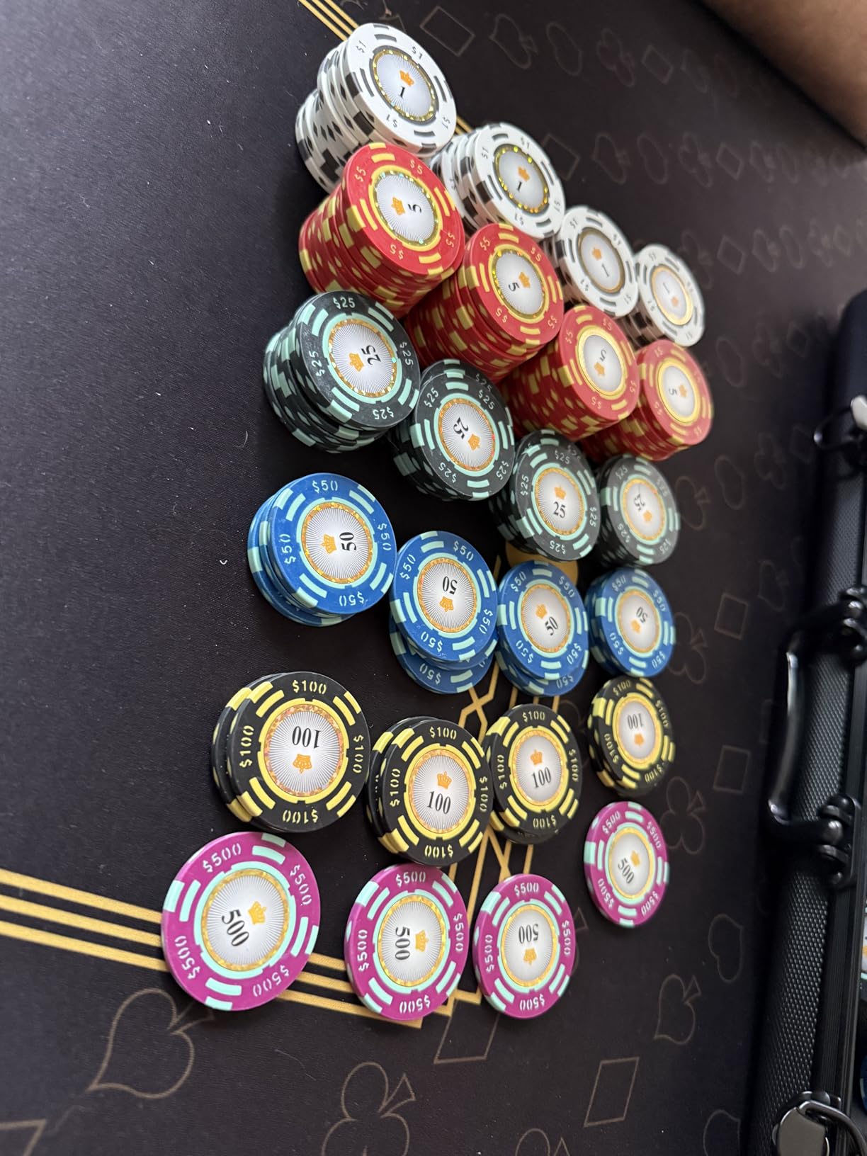 Versa Games Poker Chips - Clay Poker Chips Set - 13.5g 500 Piece Crown Casino Poker Set with Numbers Denomination - Upgraded Poker Set Case customer photo 2