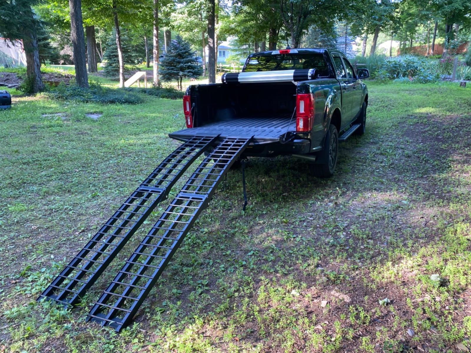Titan Ramps 10 Foot Folding Motorcycle Loading Ramp, Arched Aluminum Design, Portable and Heavy Duty with 800 Pound Weight Capacity, Black customer photo 1