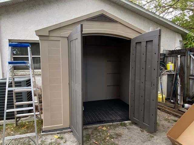Keter Factor (8x6 ft) Large Resin Outdoor Storage Shed for Patio Furniture, Lawn Mower, Garden Accessories Yard Tools, and Pool Toys, Taupe customer photo 2