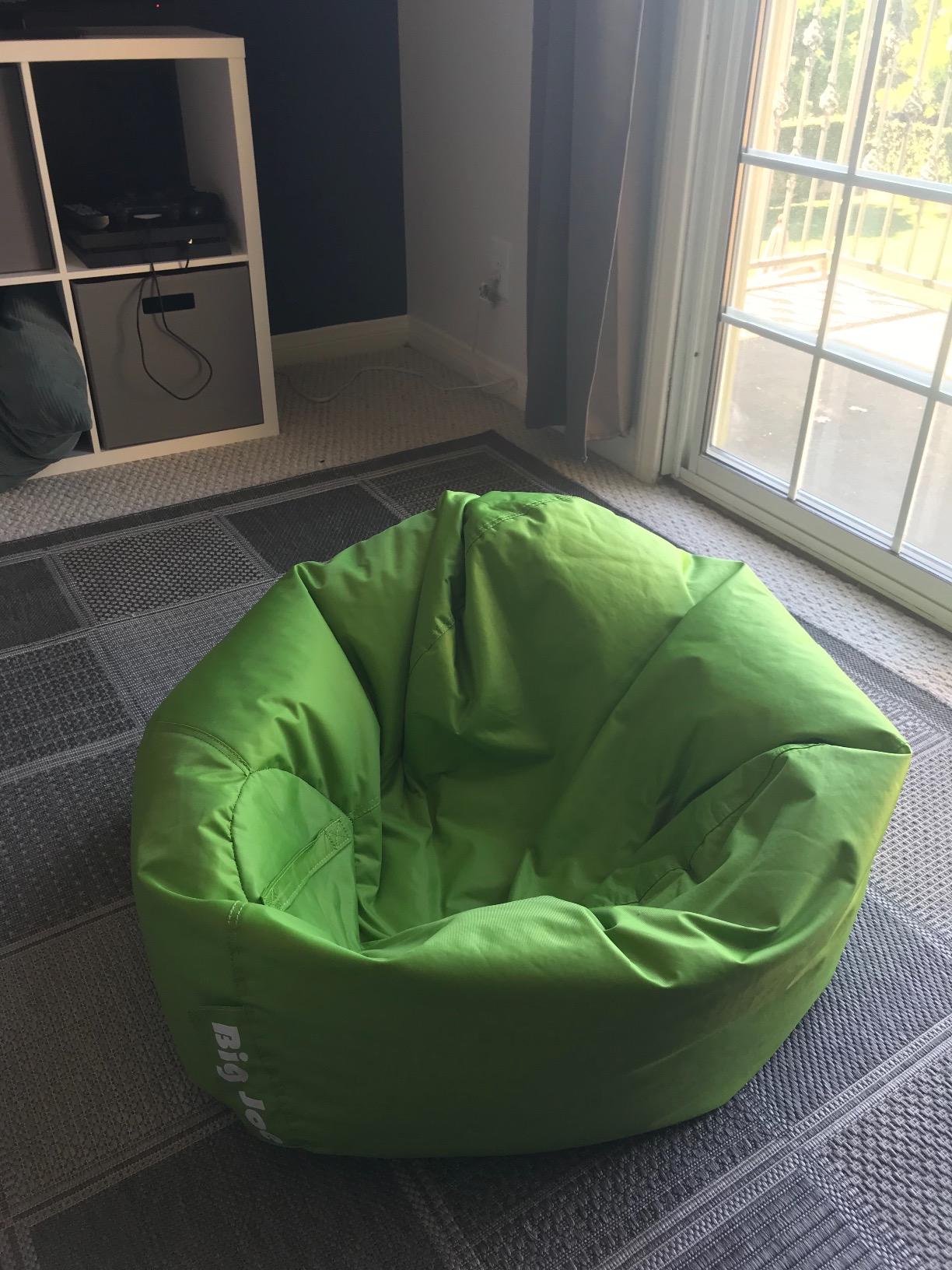 Big Joe Classic Bean Bag Chair for Kids Bedroom and Reading Nook, Easy-Clean Spicy Lime, Durable Nylon Polyester Blend, 2 feet Refillable customer photo 2