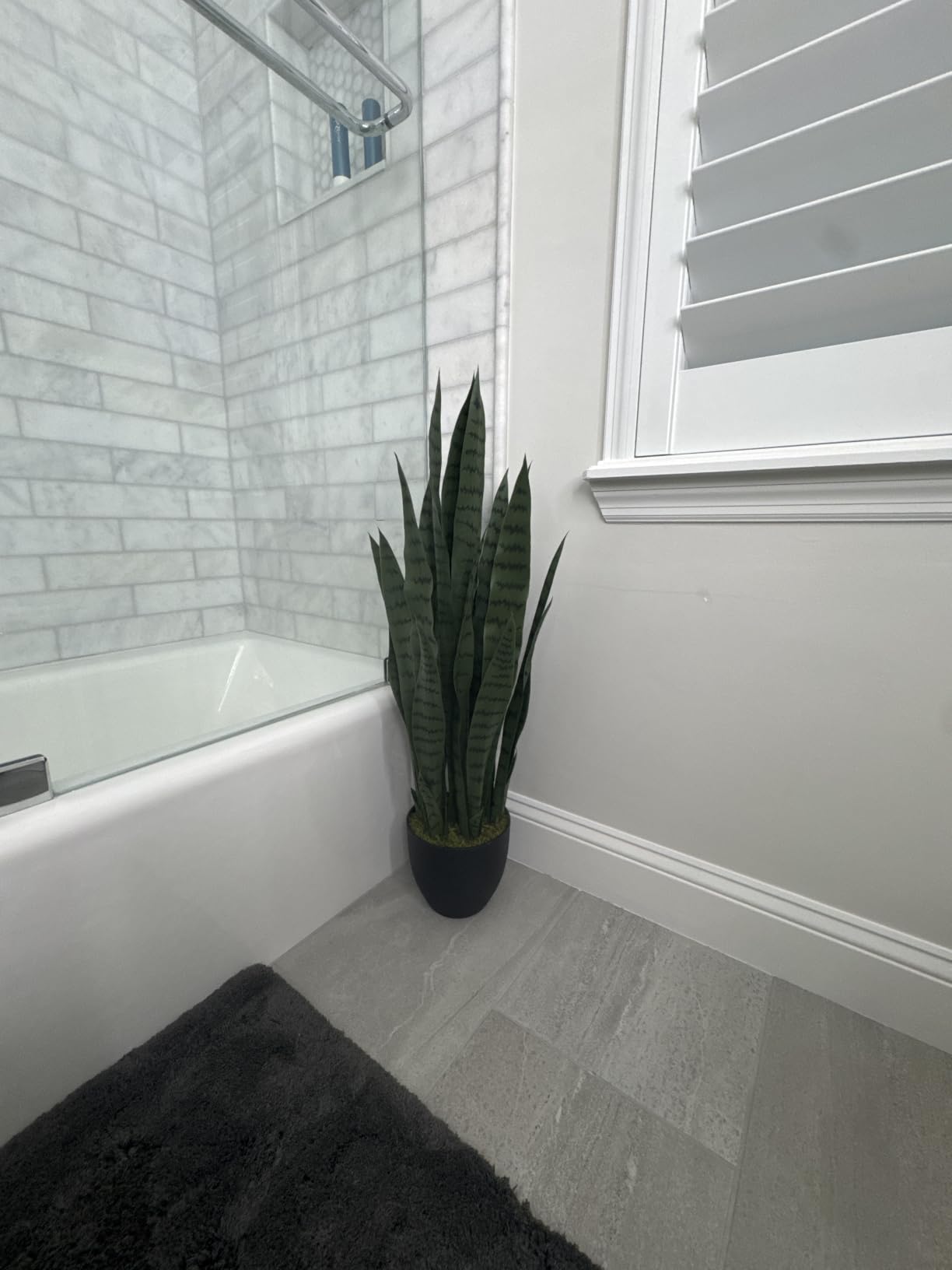 Nearly Natural 35in Artificial Snake Plant, Sansevieria Faux Greenery with Black Planter for Indoor Home Office Decor, Low Maintenance customer photo 1