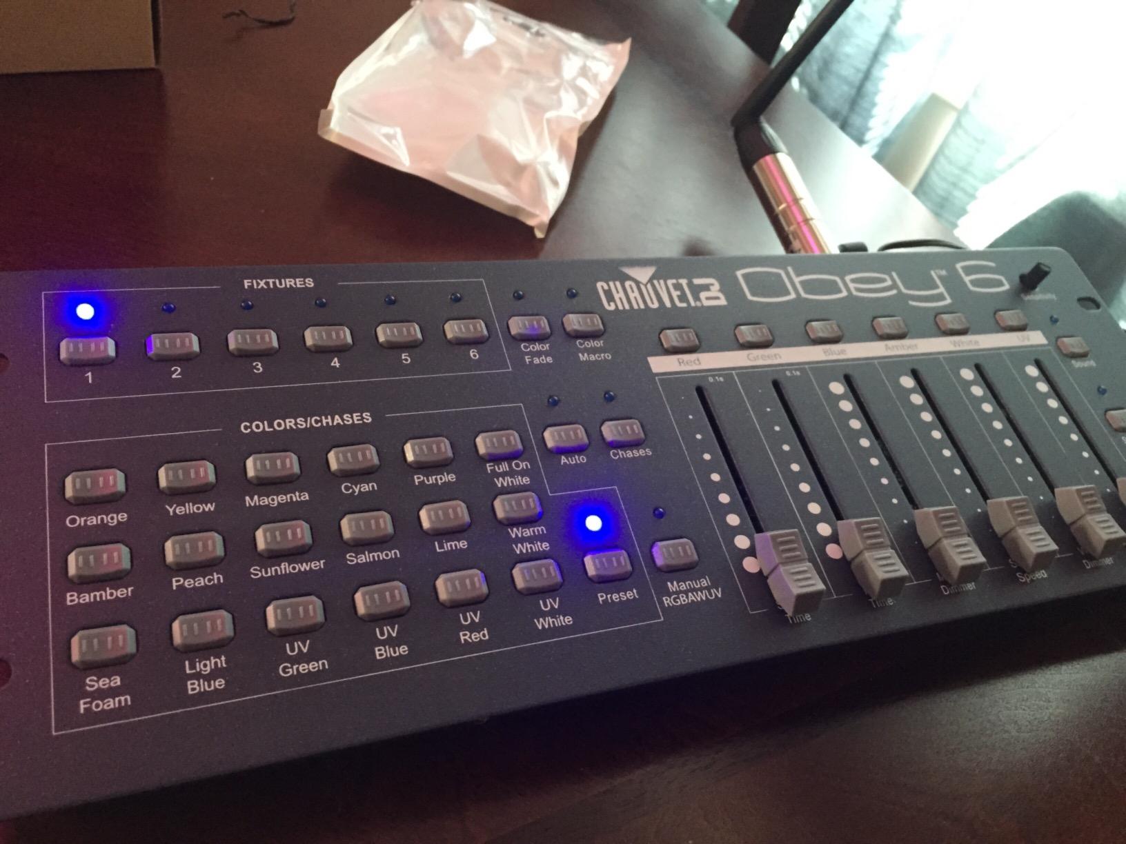 CHAUVET DJ Obey 6 Universal DMX-512 Compact Stage Light Controller | 6-channel setup with manual faders, scene chases, blackout master, palm-sized desktop board customer photo 1