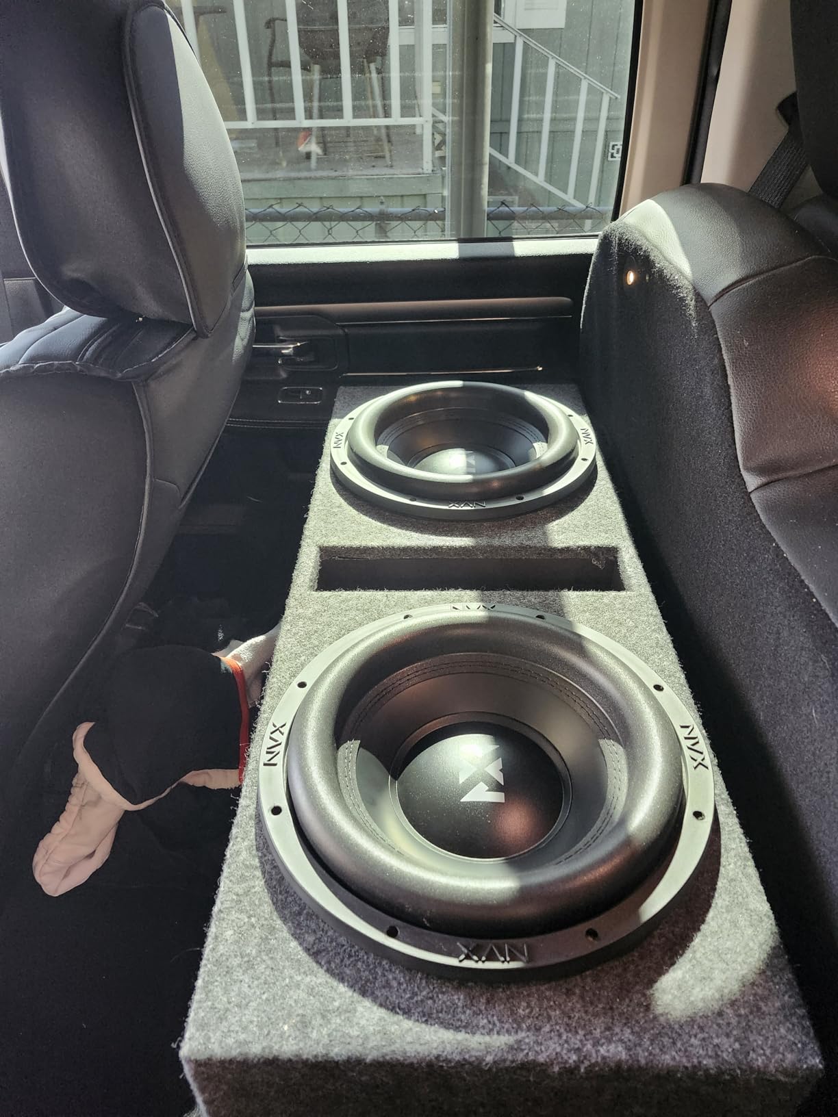 Dual 12 Inch Subwoofer Box Ported Vented Sub Enclosure MDF Car Audio - ASC | Twin woofer openings, deep low-end output, sturdy wood build for trunk installs, universal hatch and SUV fit customer photo 1