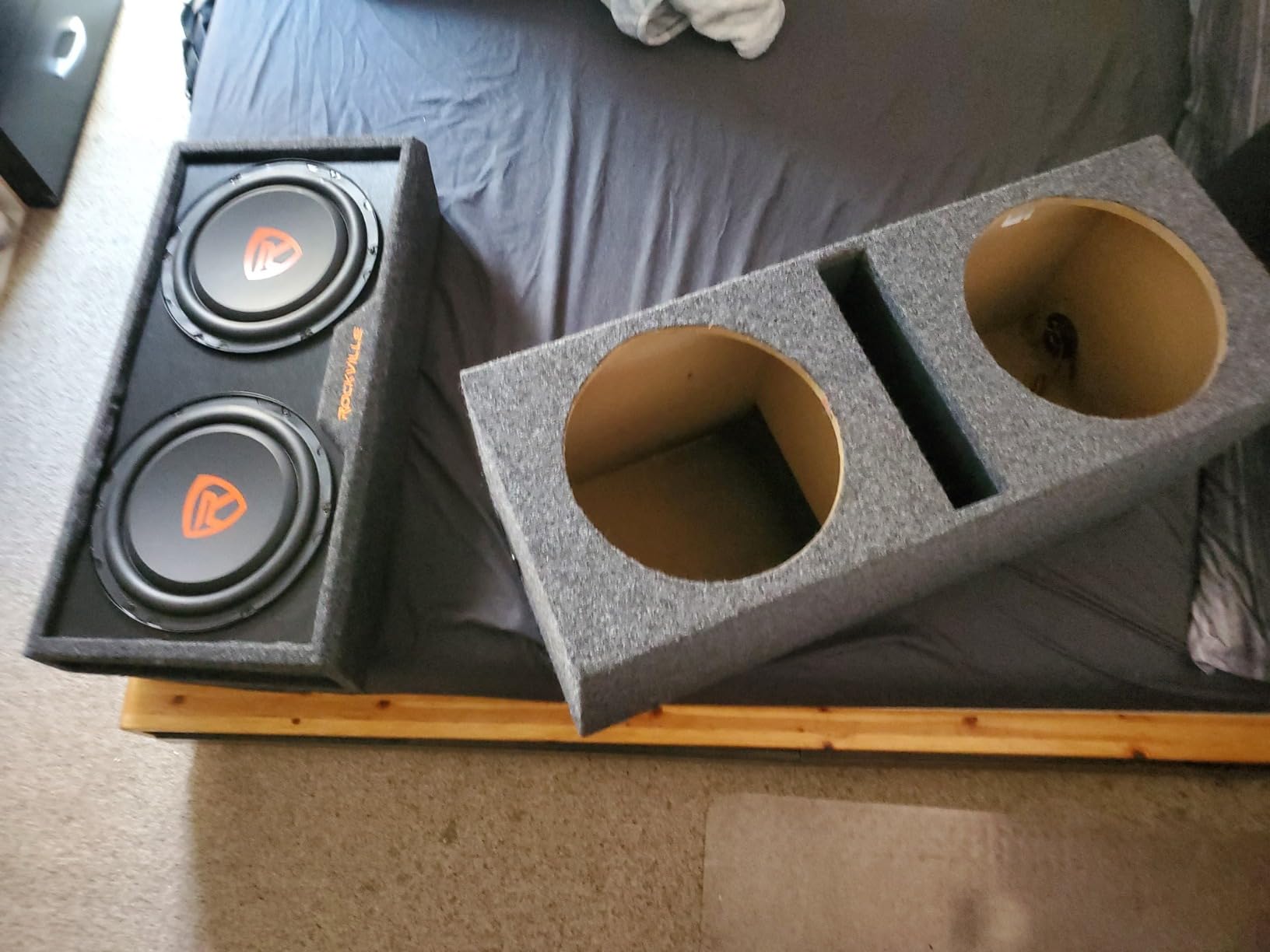 Dual 12 Inch Subwoofer Box Ported Vented Sub Enclosure MDF Car Audio - ASC | Twin woofer openings, deep low-end output, sturdy wood build for trunk installs, universal hatch and SUV fit customer photo 2