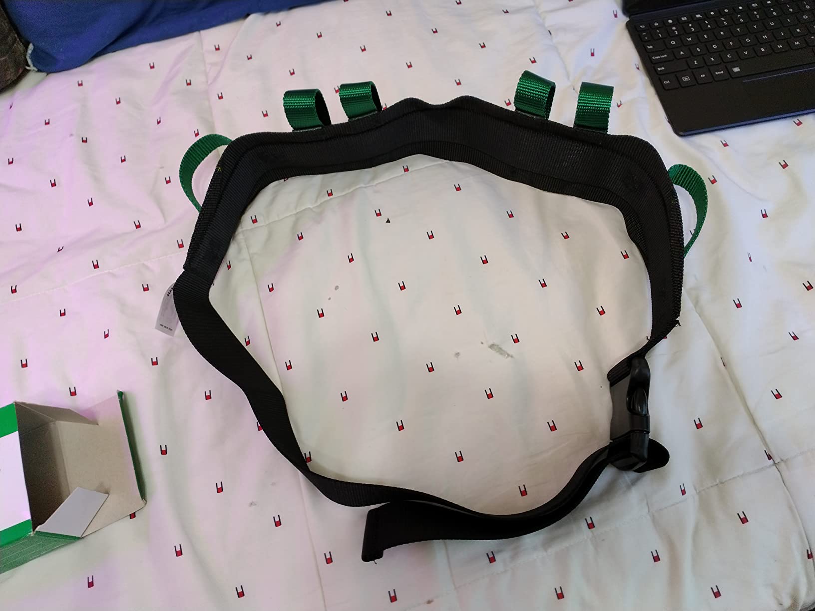 Posey 6537Q Gait Belt, Transfer Belt with Handles, Black and Green, 1 Belt | Nylon, quick-release buckle, 6 handles, 54 in, black and green, for patient transfers and ambulation customer photo 1
