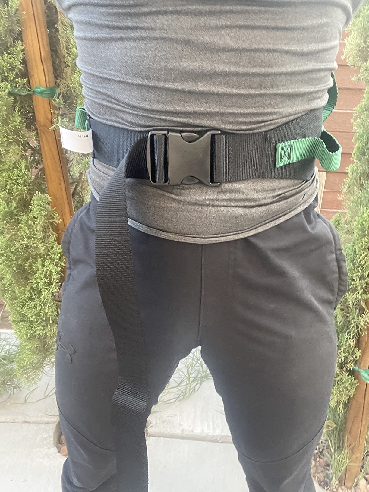 Posey 6537Q Gait Belt, Transfer Belt with Handles, Black and Green, 1 Belt | Nylon, quick-release buckle, 6 handles, 54 in, black and green, for patient transfers and ambulation customer photo 2