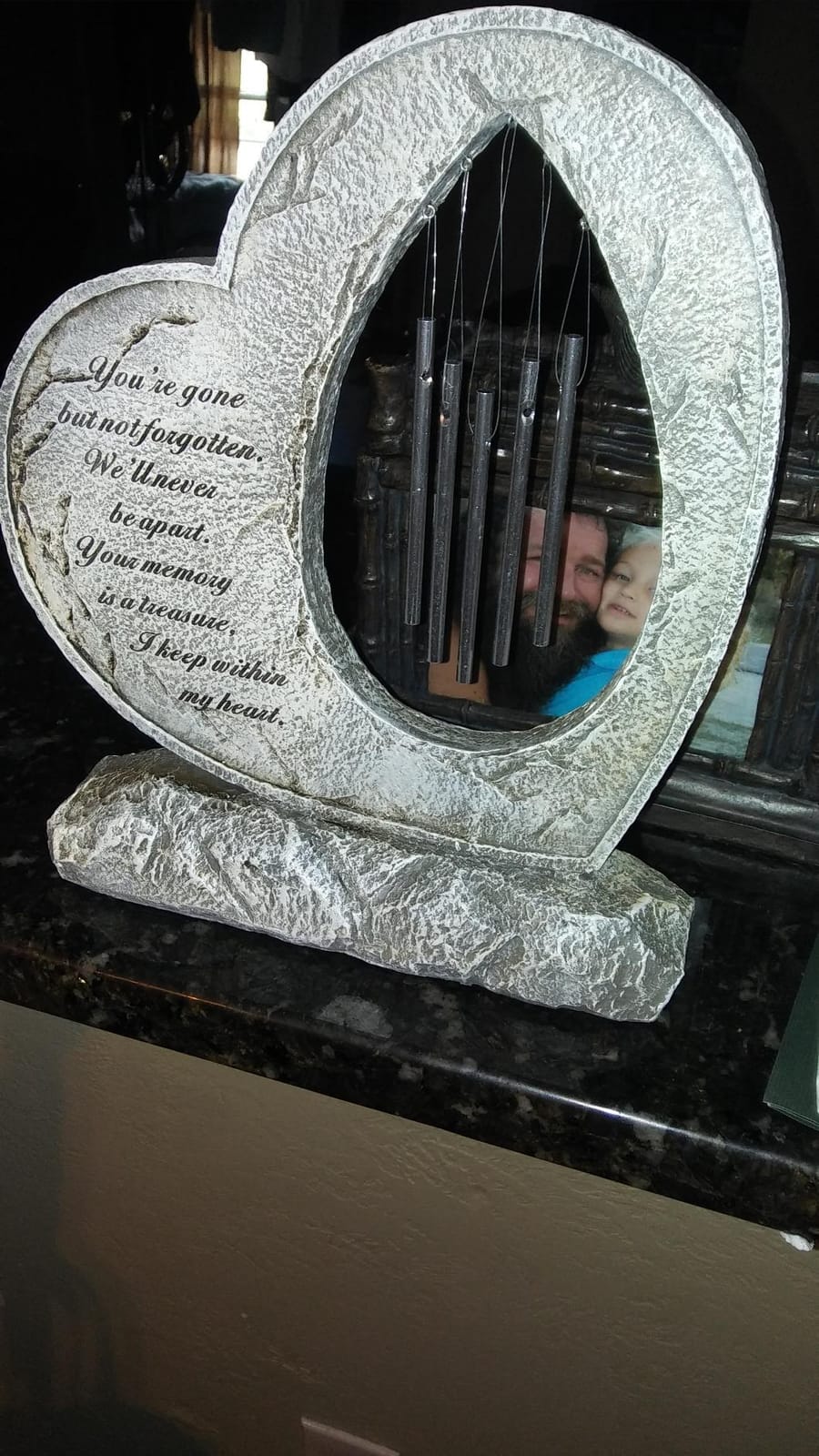 Roman Your Memory Treasure Within Heart 12 Inch Resin Stone Garden Chime Figurine customer photo 2
