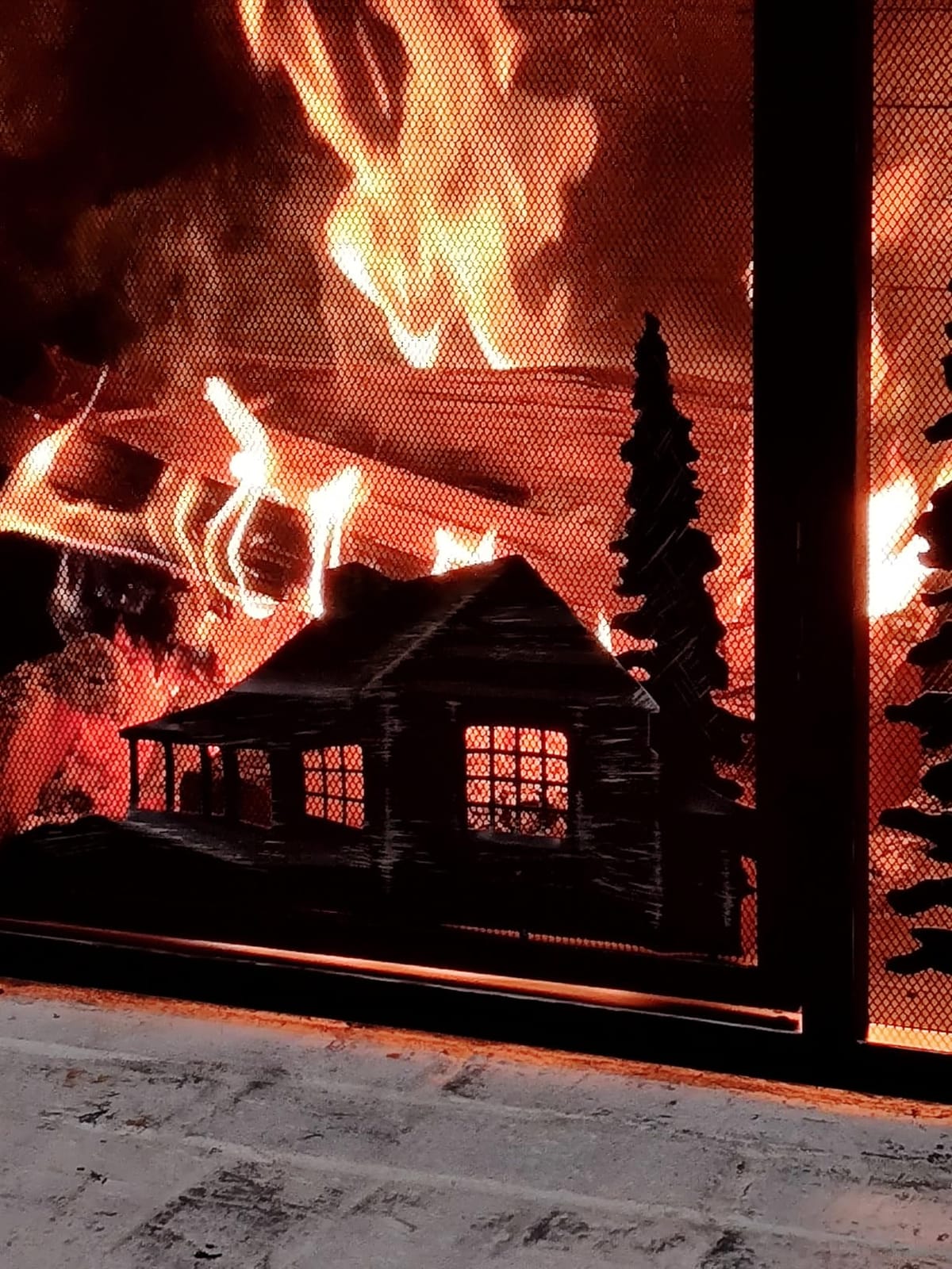 Plow & Hearth Metal Fireplace Screen Cabin Black | 44