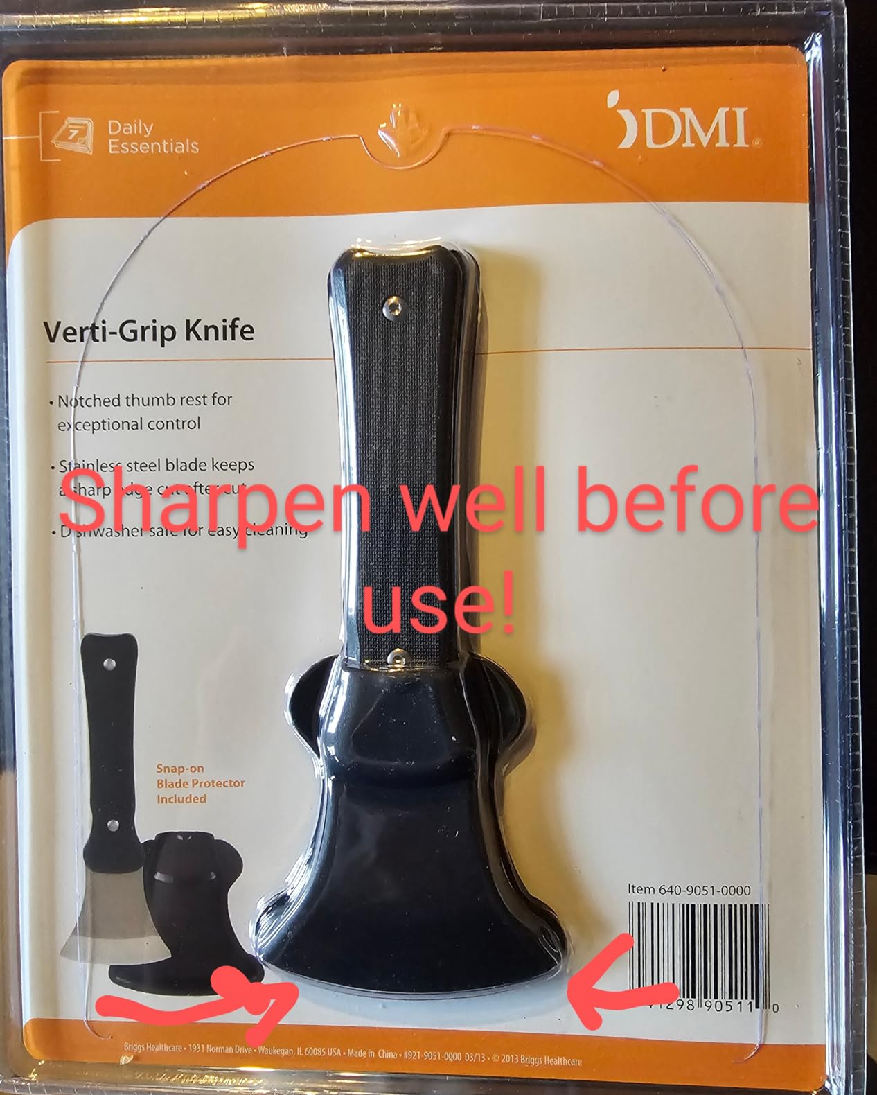 DMI Steak Knife, Rocker, Curved, Verti Grip Kitchen and Dinner Steak Knife for Ease of Chopping or Limited Hand Strength, Dishwasher Safe, Stainless Steel Blade customer photo 2