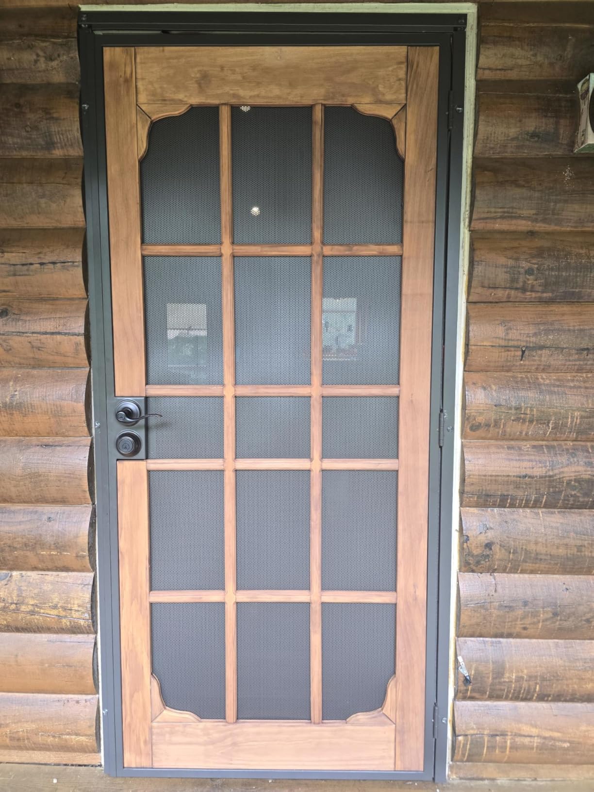 Prime-Line 3809BZ3068-I-WF Woodguard Steel Security Door, Bronze | Traditional Screen Door Style, Steel and Wood Construction, Non-Handed, Single Pack customer photo 1