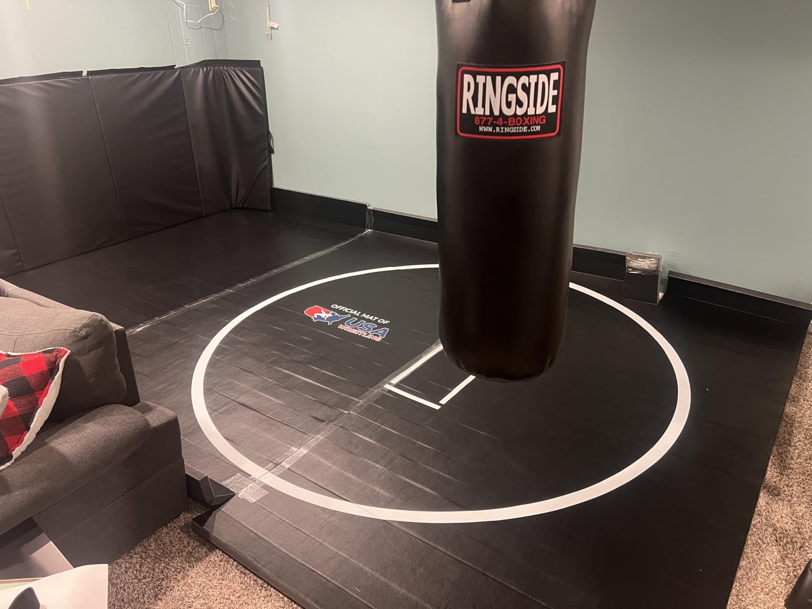 Dollamur Wrestling Mat for Home,10'x10', Circle, Start Marks-Made in USA | Premium Home Wrestling Mats. Portable, Non-Slip Surface, Shock Absorbing Foam, Pro-Grade Performance. customer photo 1
