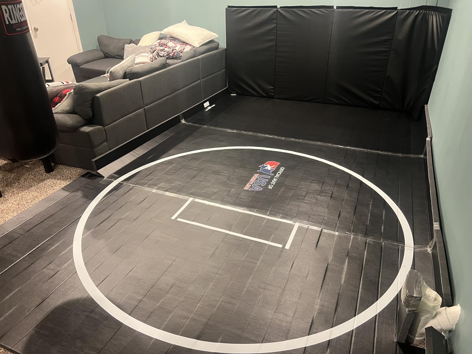 Dollamur Wrestling Mat for Home,10'x10', Circle, Start Marks-Made in USA | Premium Home Wrestling Mats. Portable, Non-Slip Surface, Shock Absorbing Foam, Pro-Grade Performance. customer photo 2