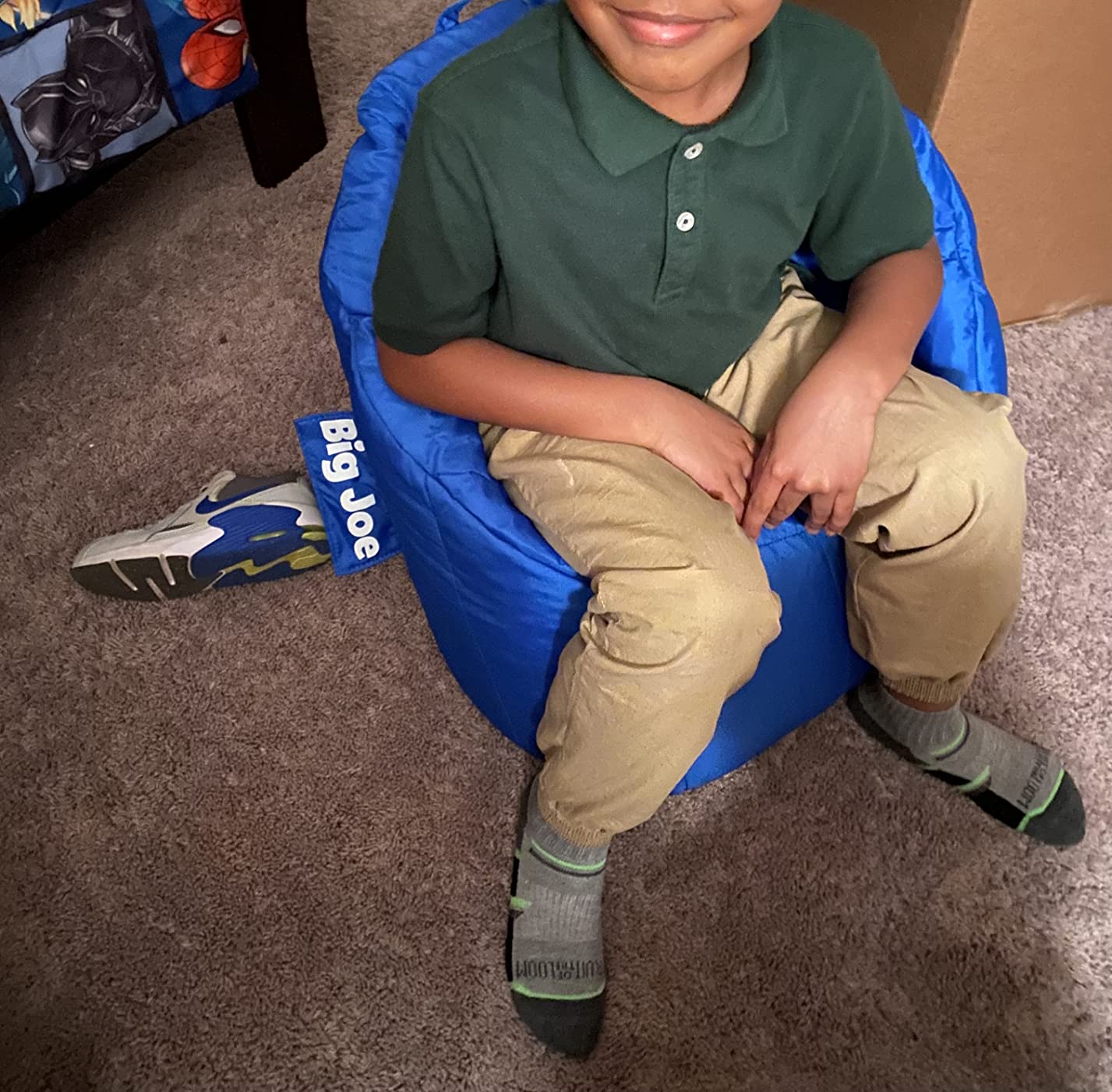 Big Joe Milano Beanbag Chair Kid's Sapphire Smartmax | Polystyrene Bean Filled, Refillable, Nylon Polyester, Safe for Kids Ages 3 and Up, Supports Up to 150 lbs customer photo 1